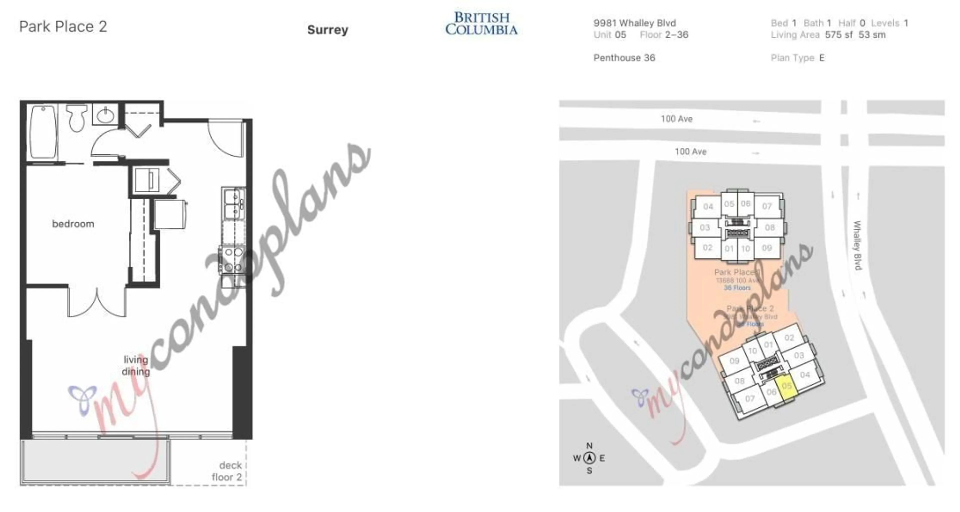 Floor plan for 1105 - 9981 WHALLEY BOULEVARD, Surrey British Columbia V3T0G6