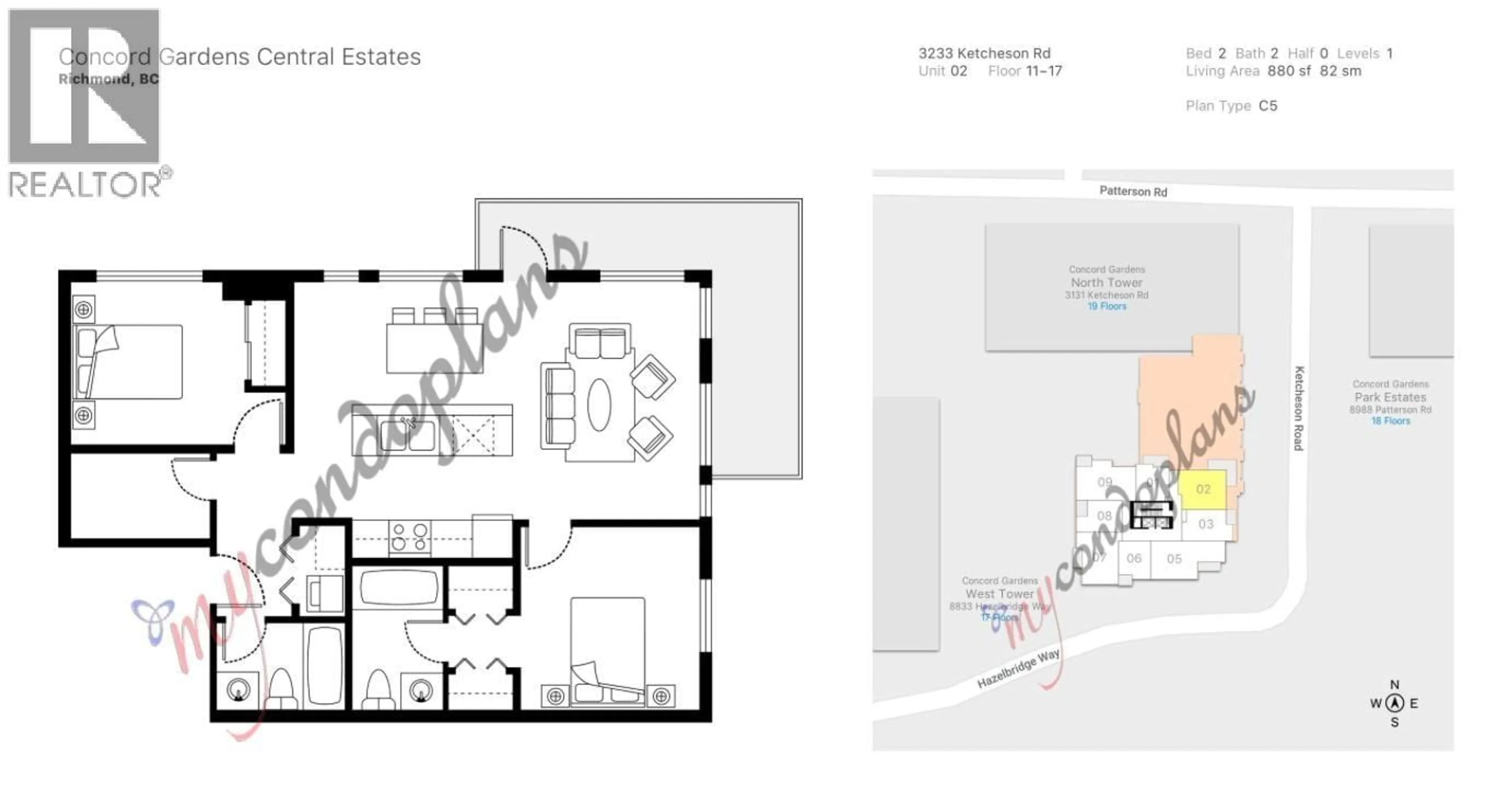 Floor plan for 1702 - 3233 KETCHESON ROAD, Richmond British Columbia V6X0R3