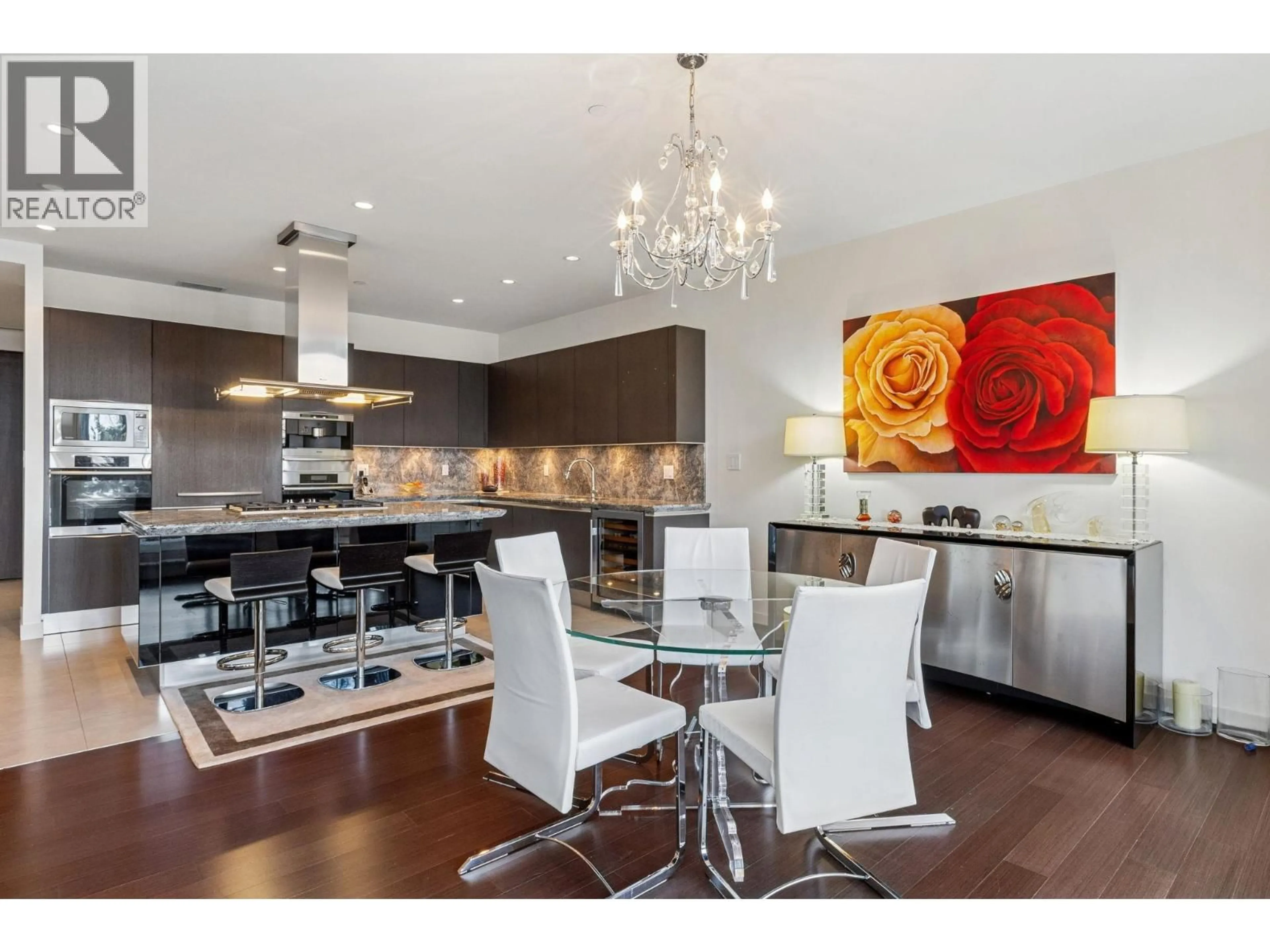 Open concept kitchen, wood/laminate floor for TH102 - 1139 CORDOVA STREET, Vancouver British Columbia V6C0A2
