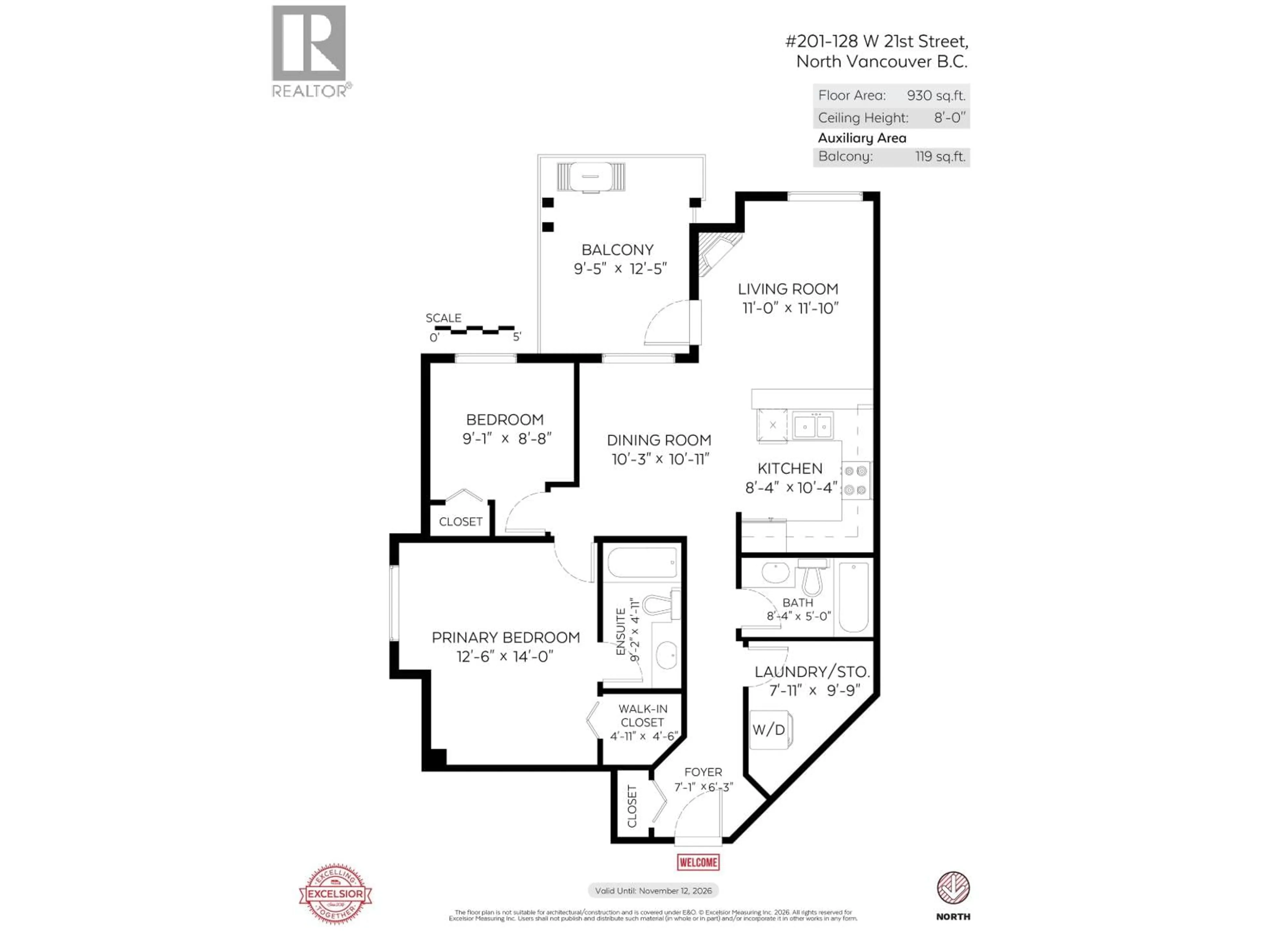 Floor plan for 201 - 128 21ST STREET, North Vancouver British Columbia V7M1Y9