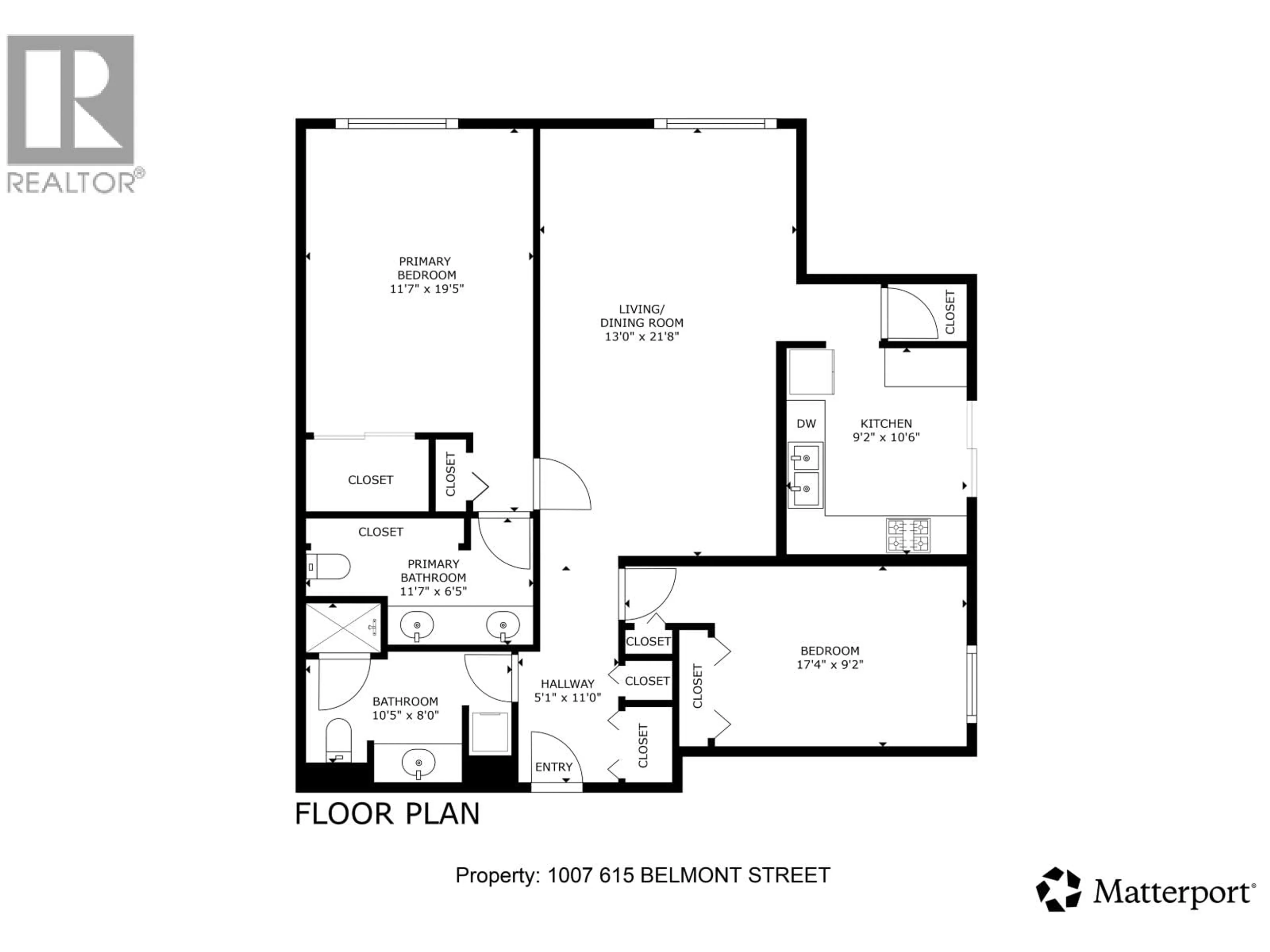 Floor plan for 1007 - 615 BELMONT STREET, New Westminster British Columbia V3M6A1