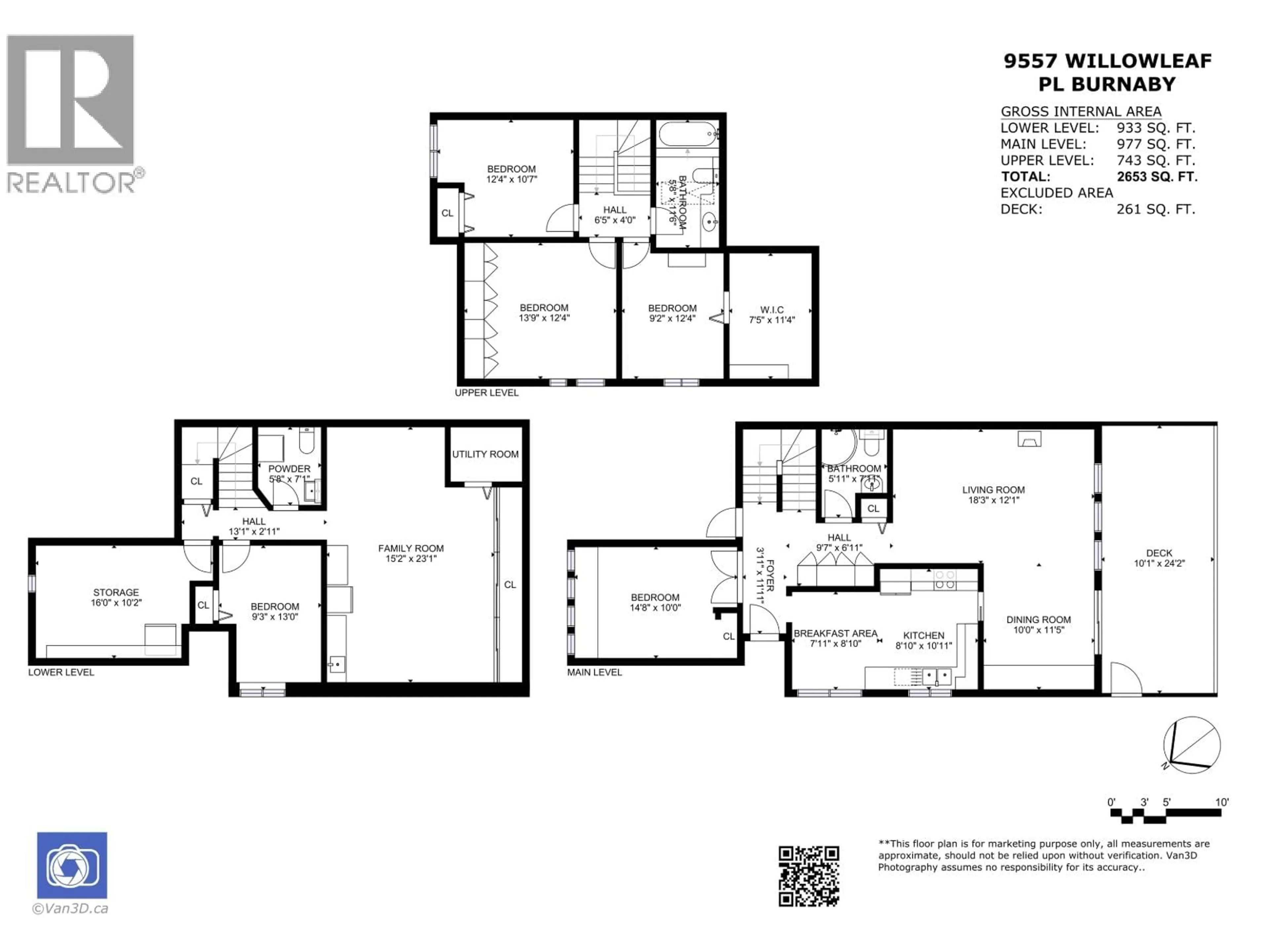 Floor plan for 9557 WILLOWLEAF PLACE, Burnaby British Columbia V5A4A5