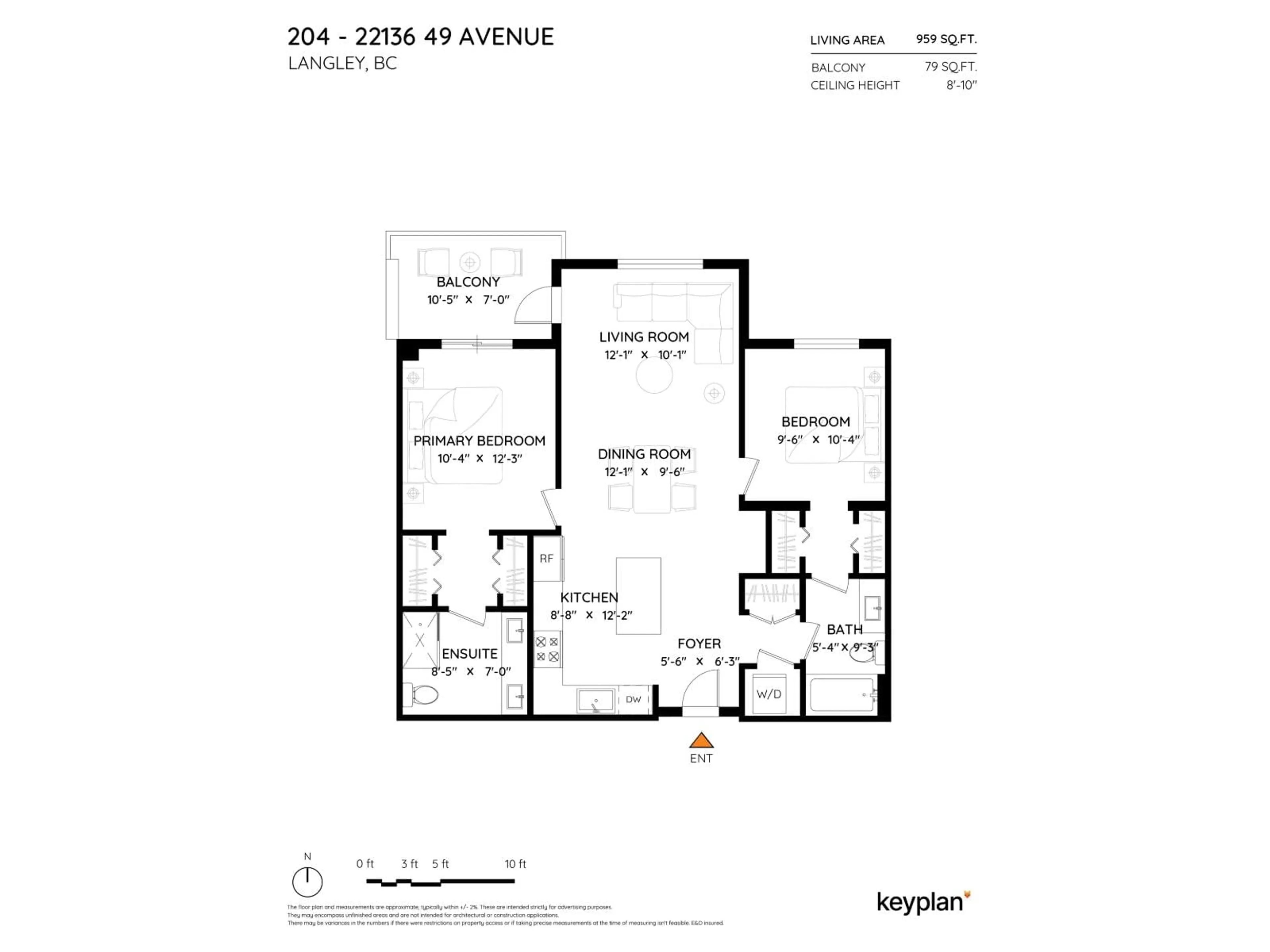 Floor plan for 204 - 22136 49 AVENUE, Langley British Columbia V3A0M8