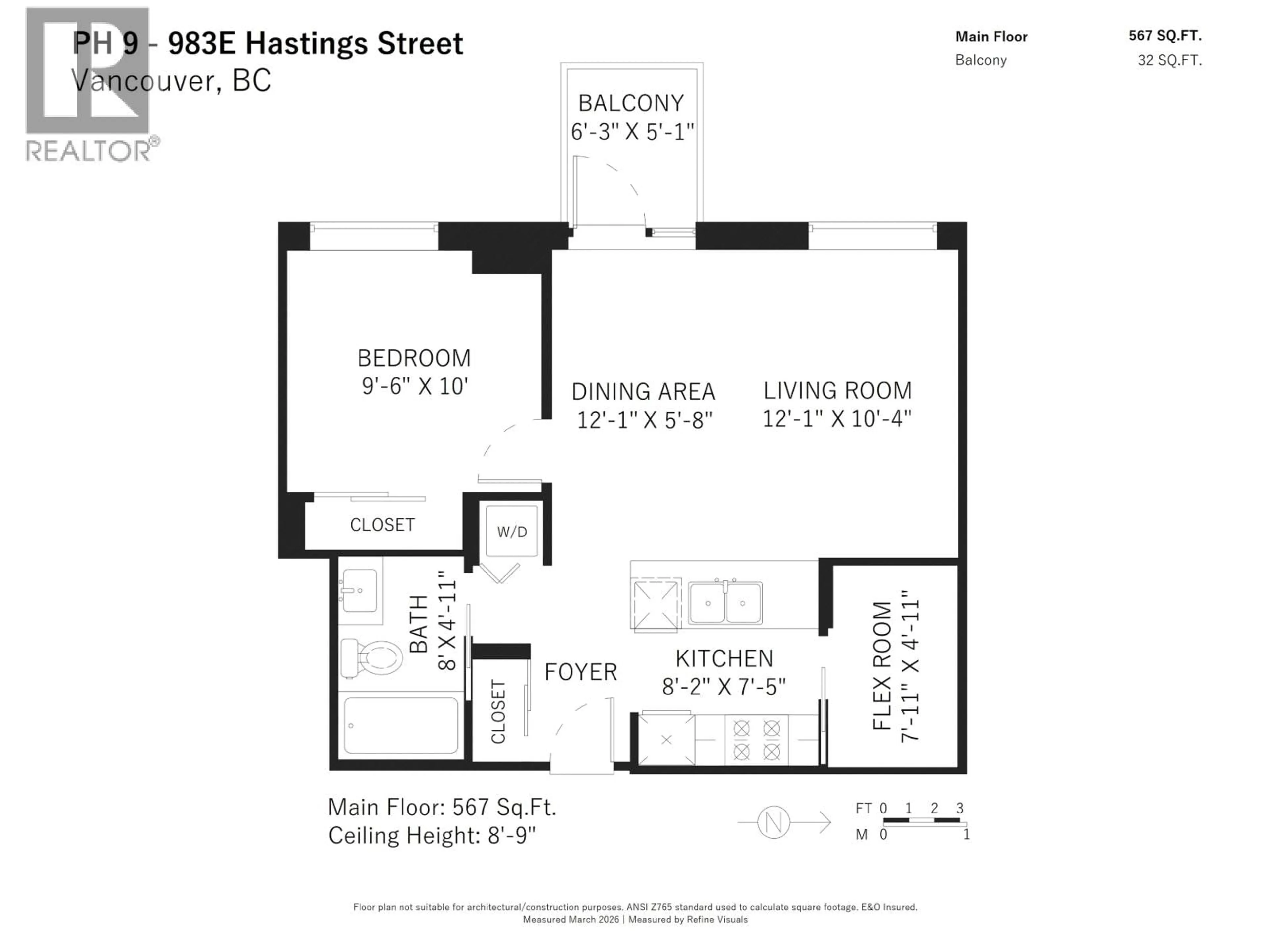 Floor plan for PH9 - 983 HASTINGS STREET, Vancouver British Columbia V6A0G6