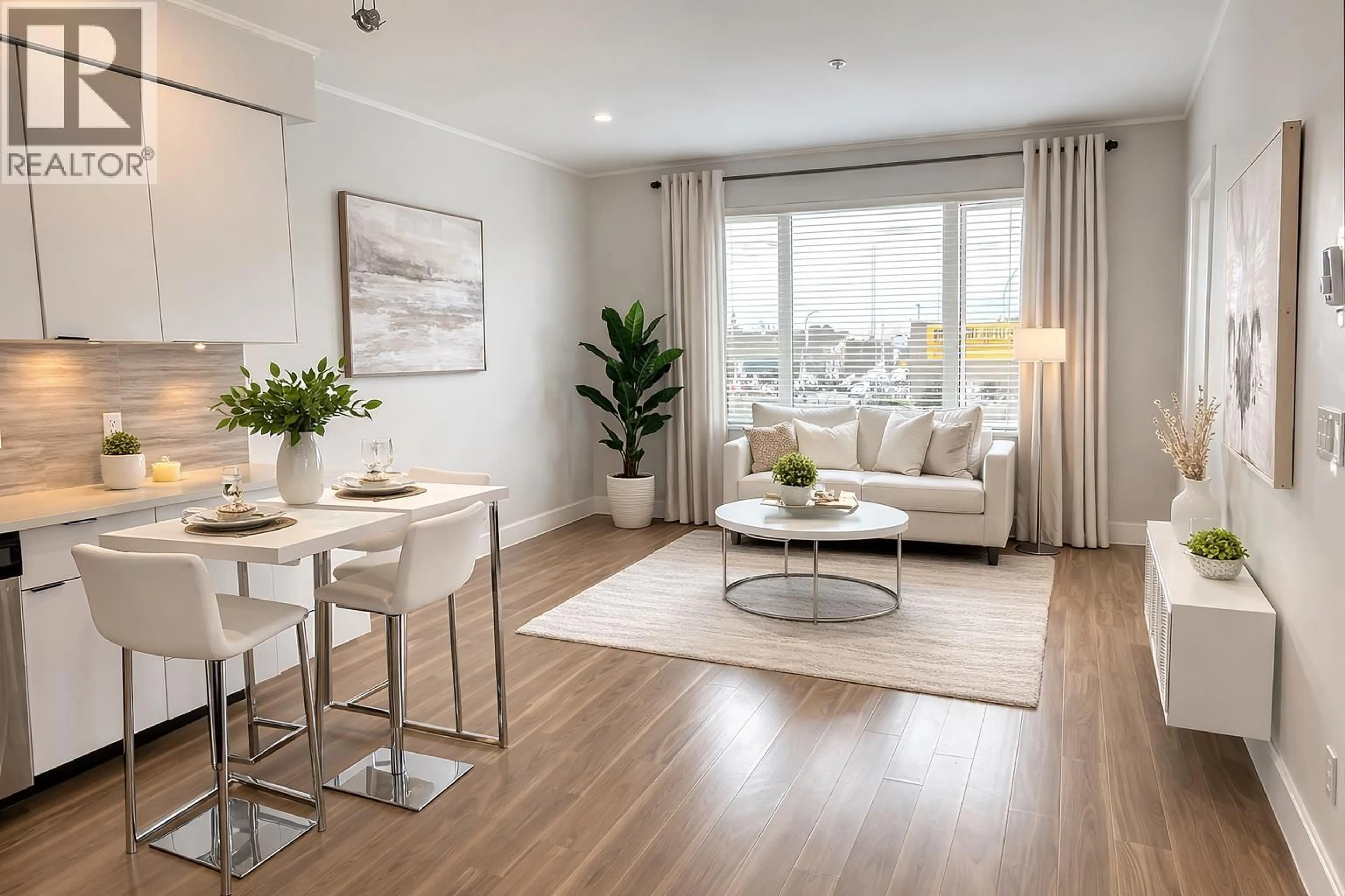 Living room with furniture, wood/laminate floor for 230 - 5355 LANE STREET, Burnaby British Columbia V5H0H1