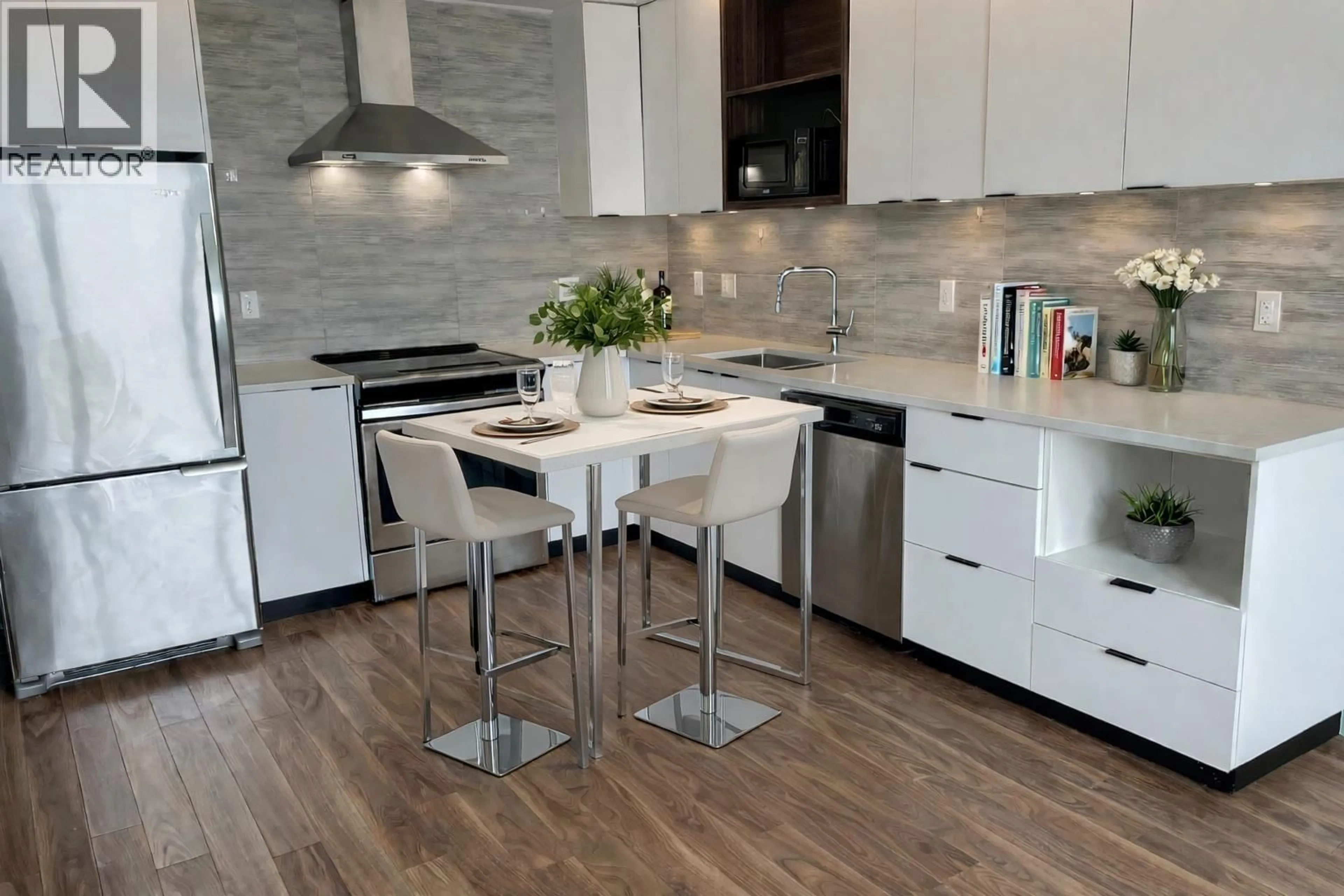 Contemporary kitchen, ceramic/tile floor for 230 - 5355 LANE STREET, Burnaby British Columbia V5H0H1
