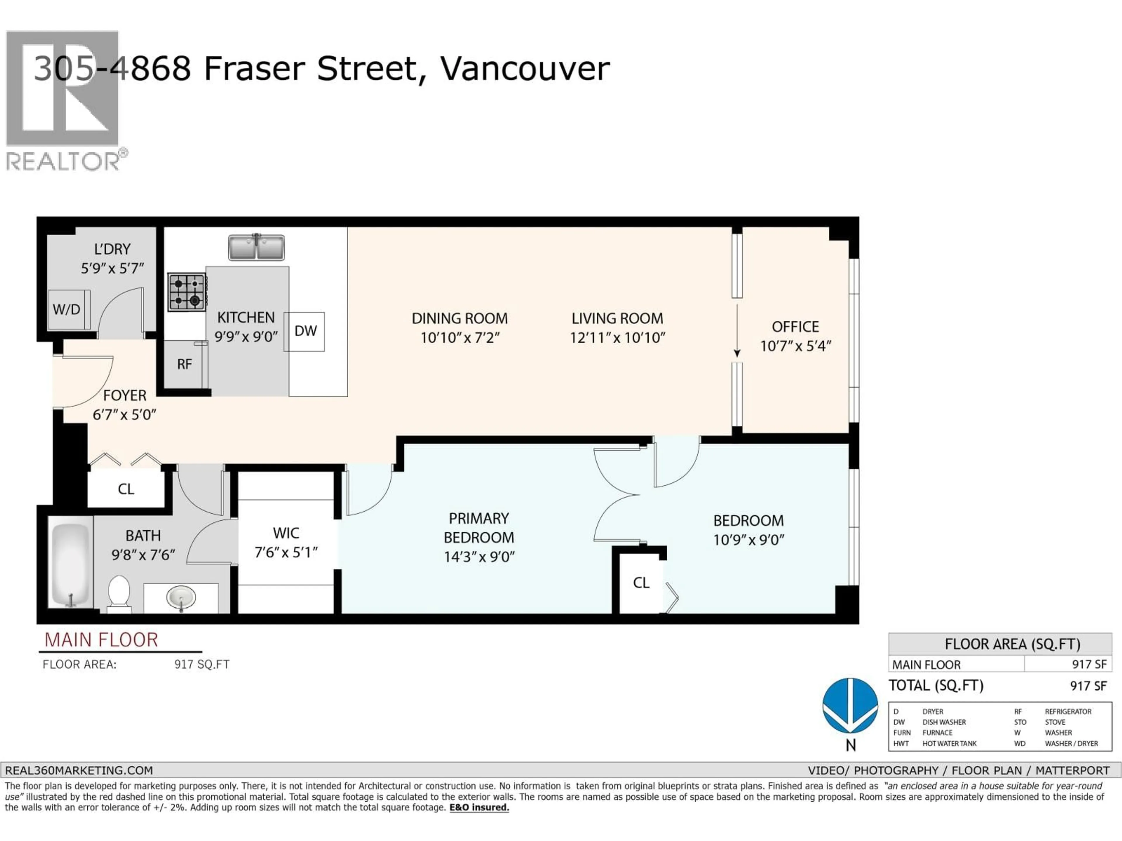 Floor plan for 305 - 4868 FRASER STREET, Vancouver British Columbia V5V4H5