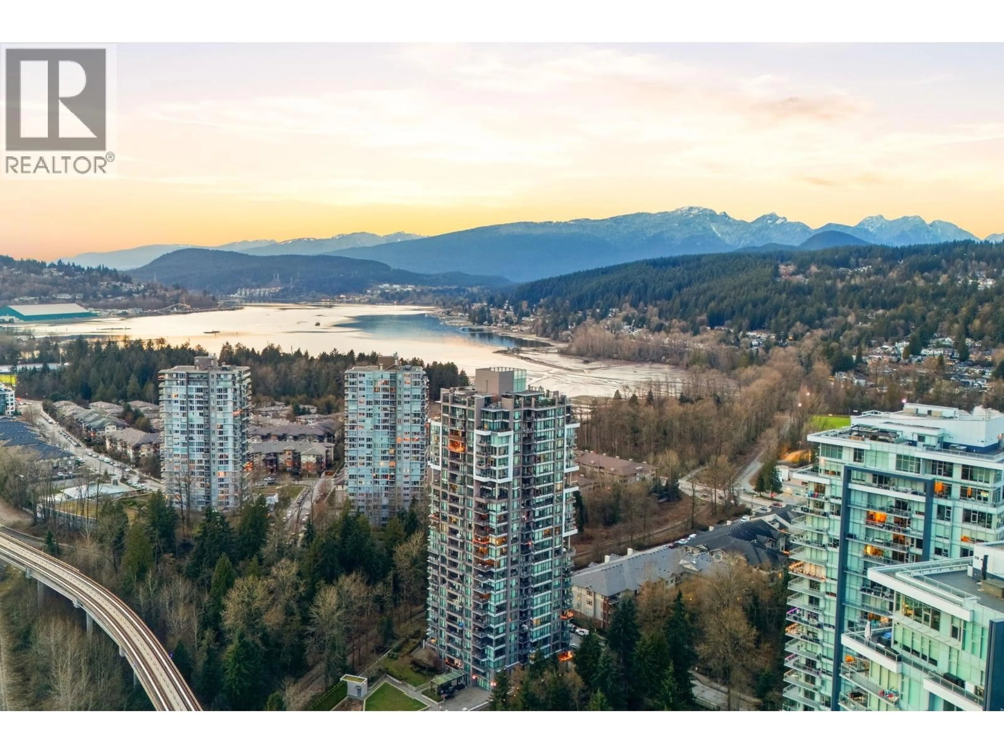 A pic from outside/outdoor area/front of a property/back of a property/a pic from drone, water/lake/river/ocean view for 1902 - 301 CAPILANO ROAD, Port Moody British Columbia V3H0G6