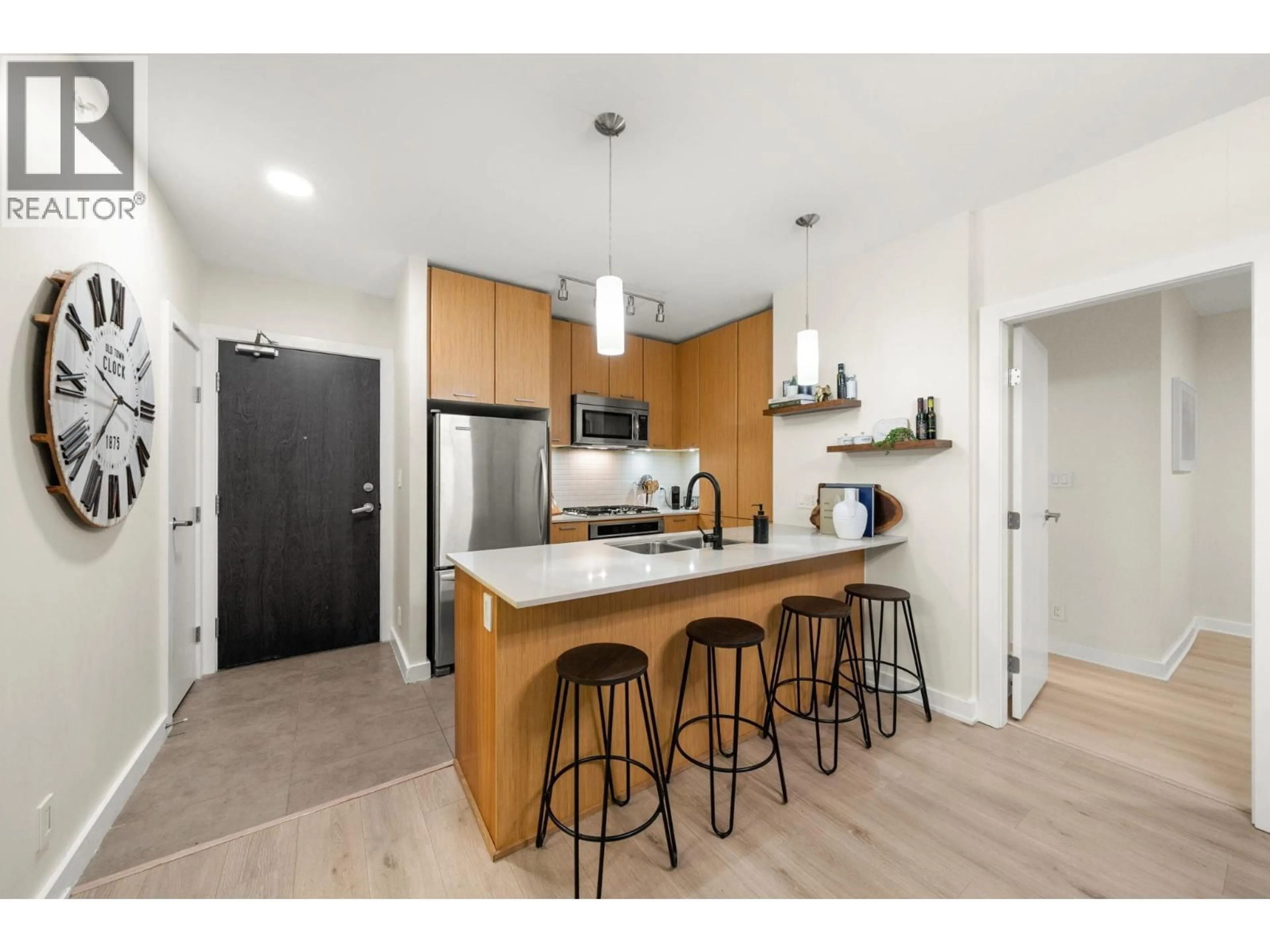Open concept kitchen, wood/laminate floor for 1902 - 301 CAPILANO ROAD, Port Moody British Columbia V3H0G6