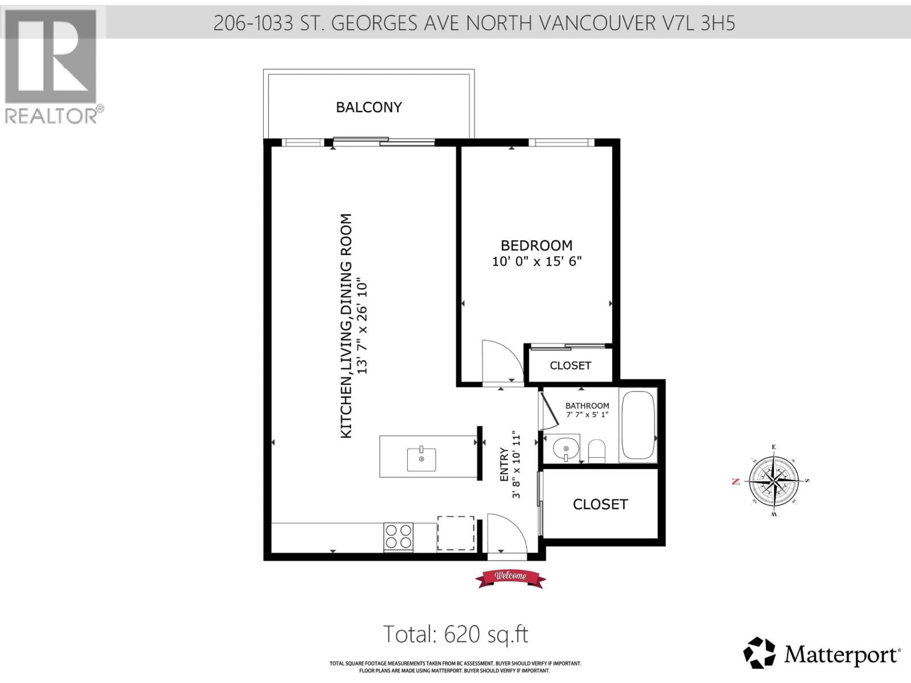 Floor plan for 206 - 1033 ST. GEORGES AVENUE, North Vancouver British Columbia V7L3H5