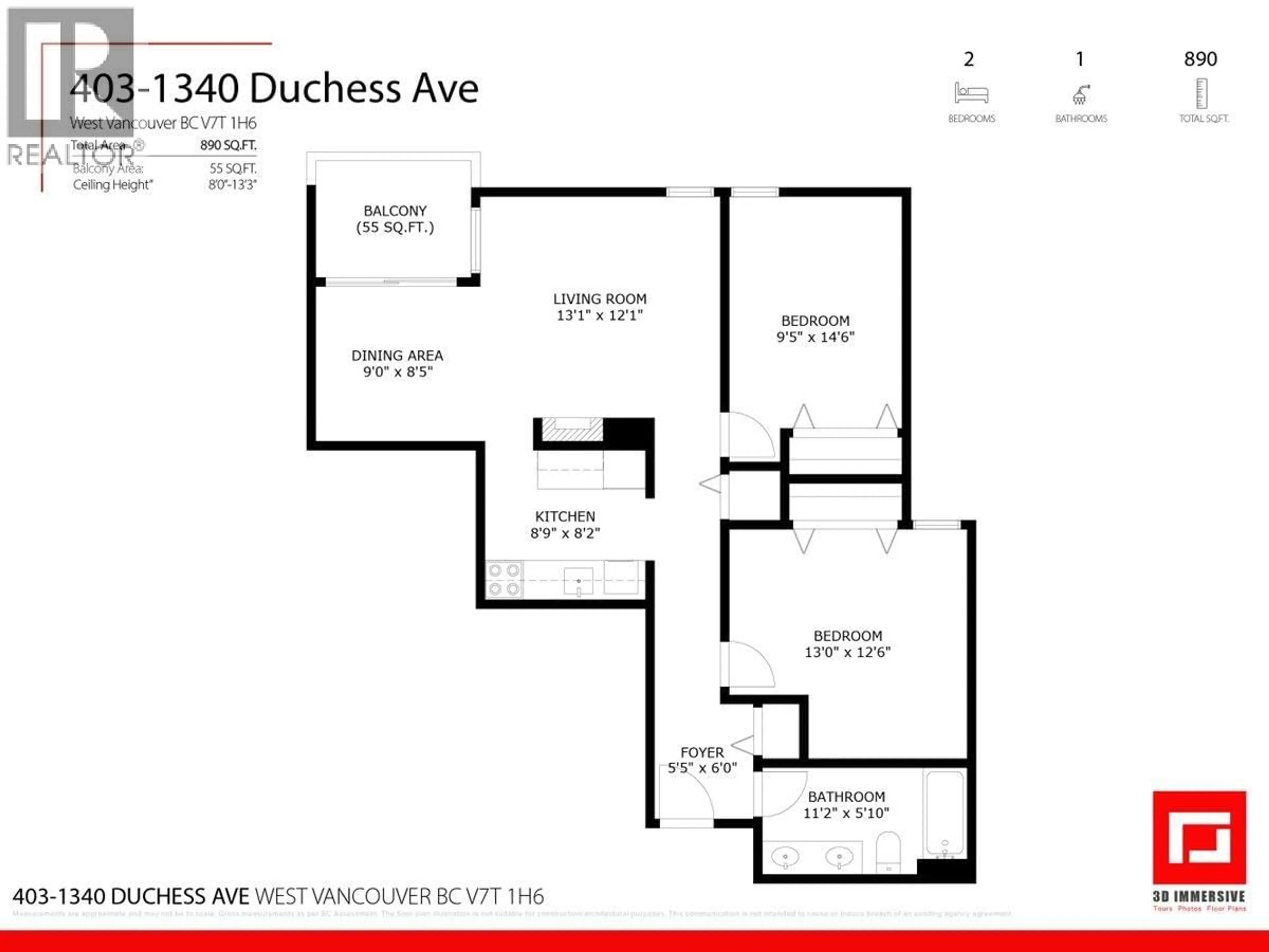 Floor plan for 403 - 1340 DUCHESS AVENUE, West Vancouver British Columbia V7T1H6