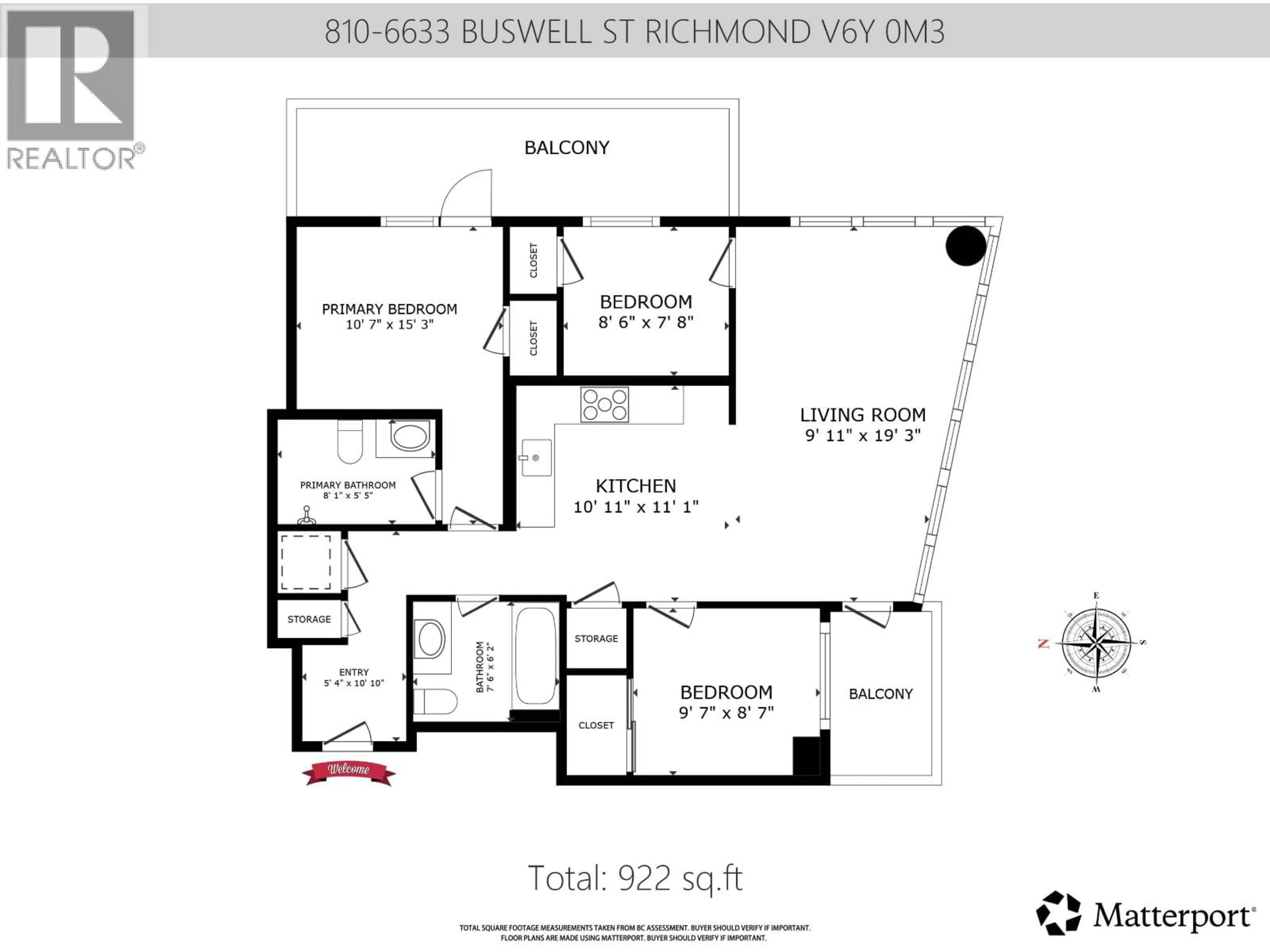 Floor plan for 810 - 6633 BUSWELL STREET, Richmond British Columbia V6Y0M3