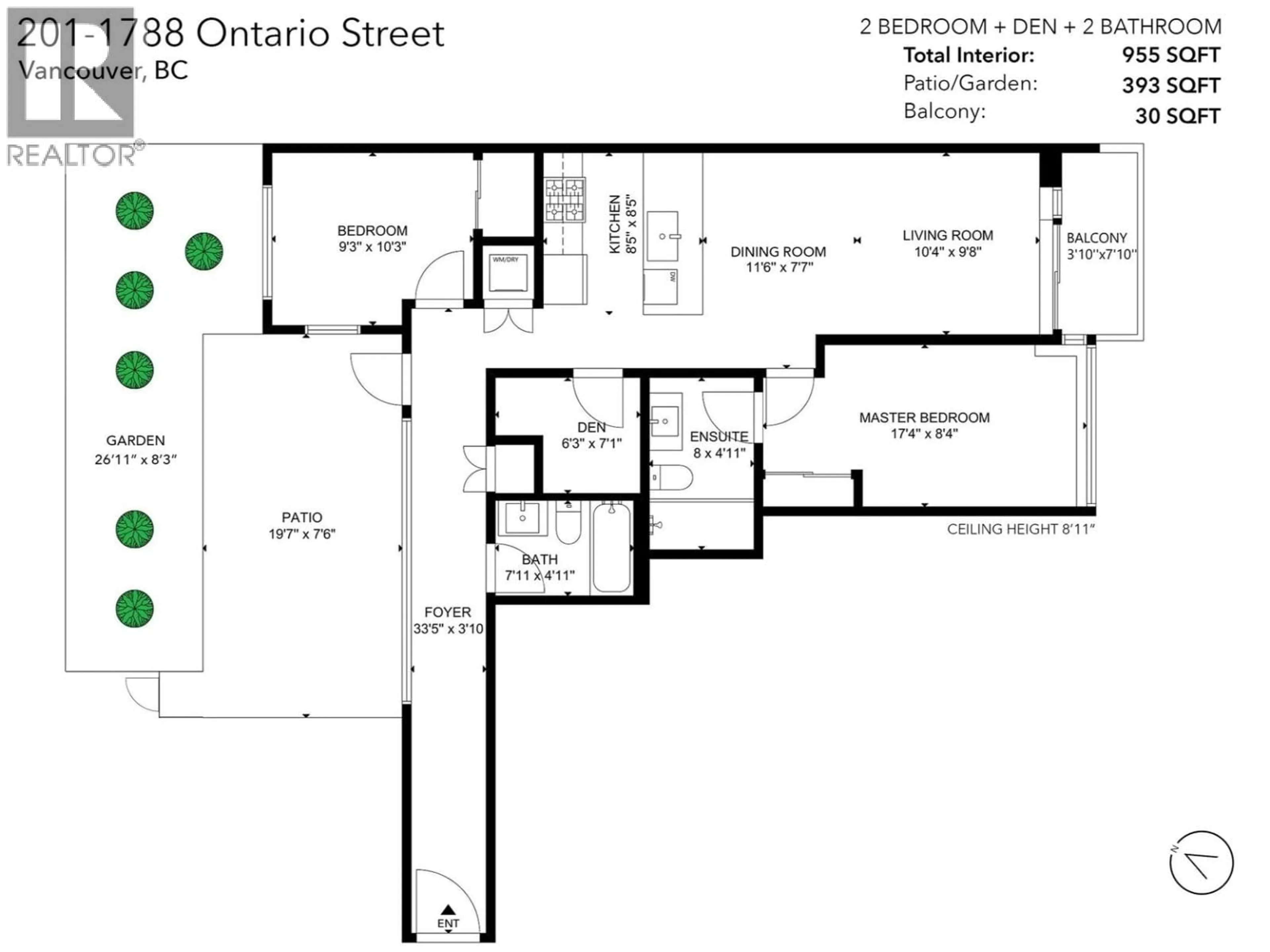 Floor plan for 201 - 1788 ONTARIO STREET, Vancouver British Columbia V5T0G3