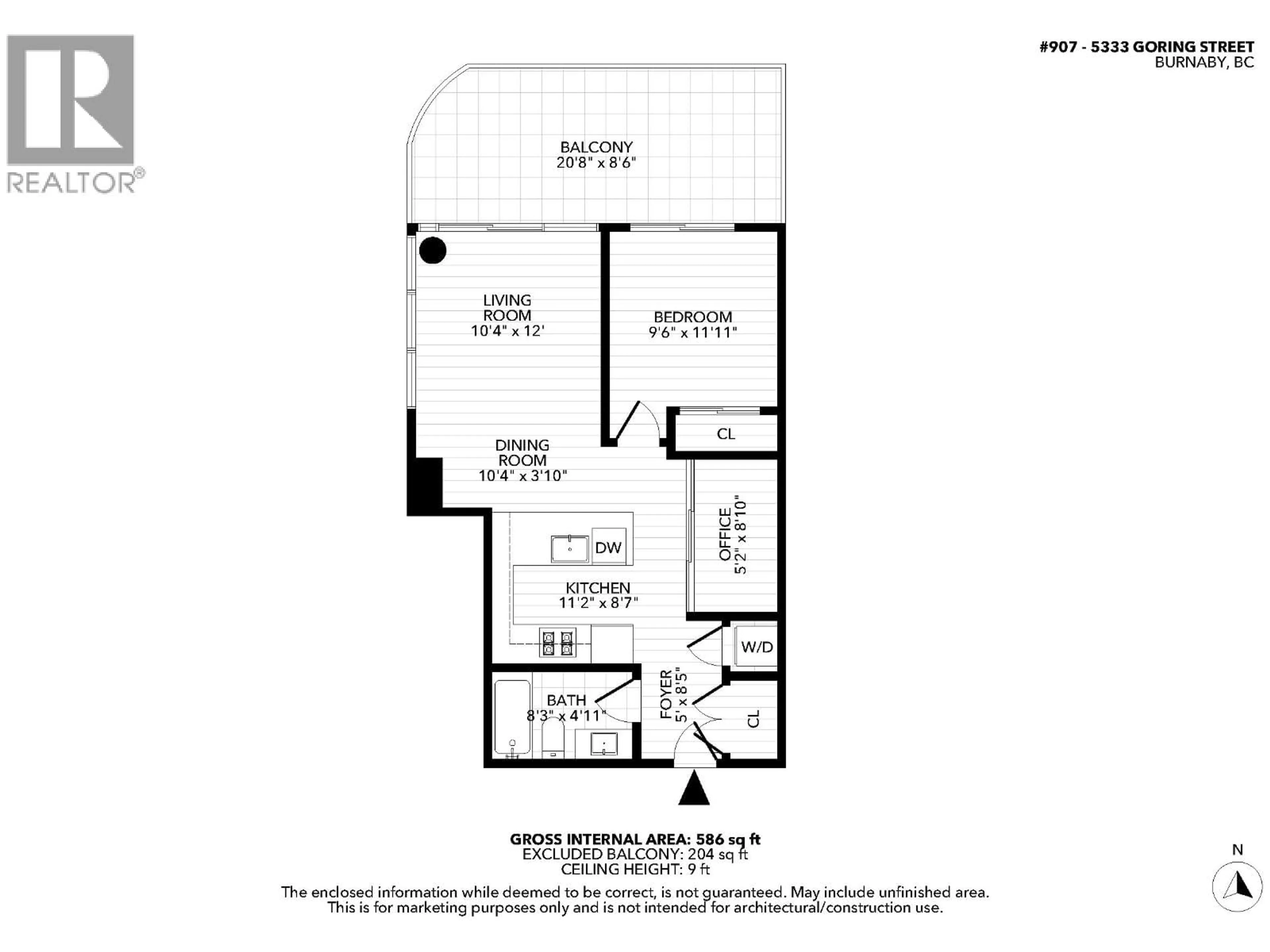Floor plan for 907 - 5333 GORING STREET, Burnaby British Columbia V5B3A2