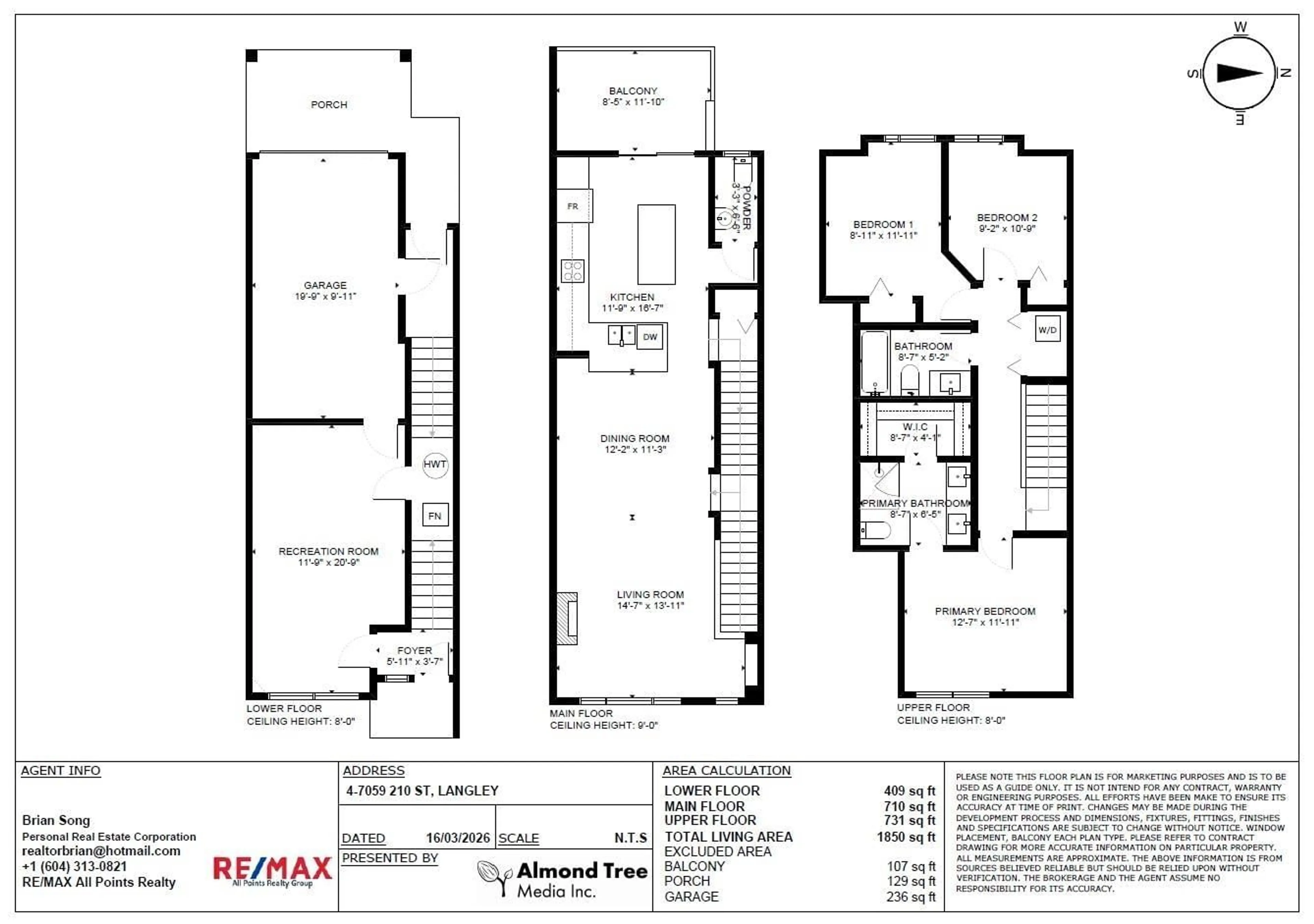Floor plan for 4 - 7059 210 STREET, Langley British Columbia V2Y0T2