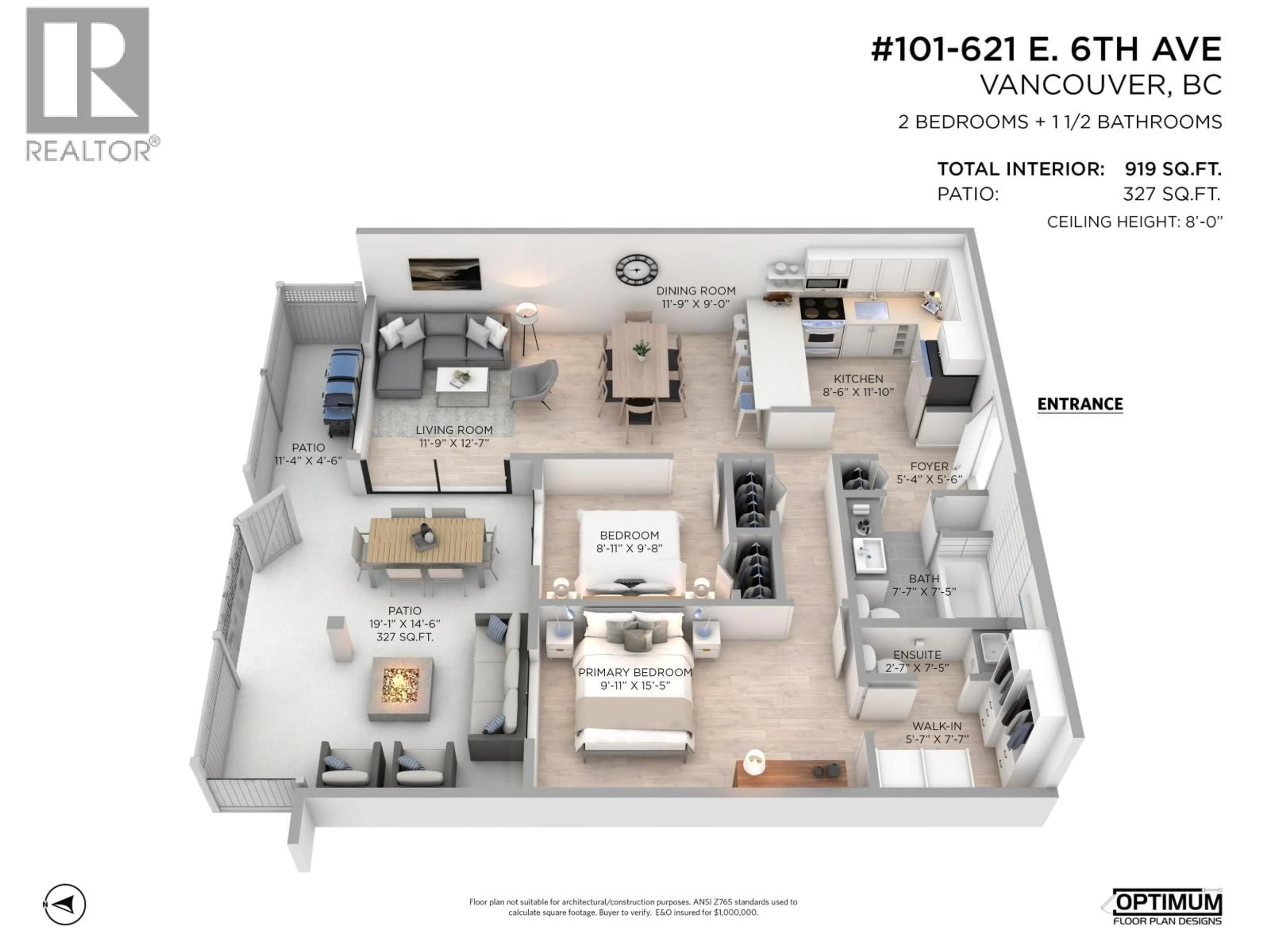 Floor plan for 101 - 621 6 AVENUE, Vancouver British Columbia V5T4H3