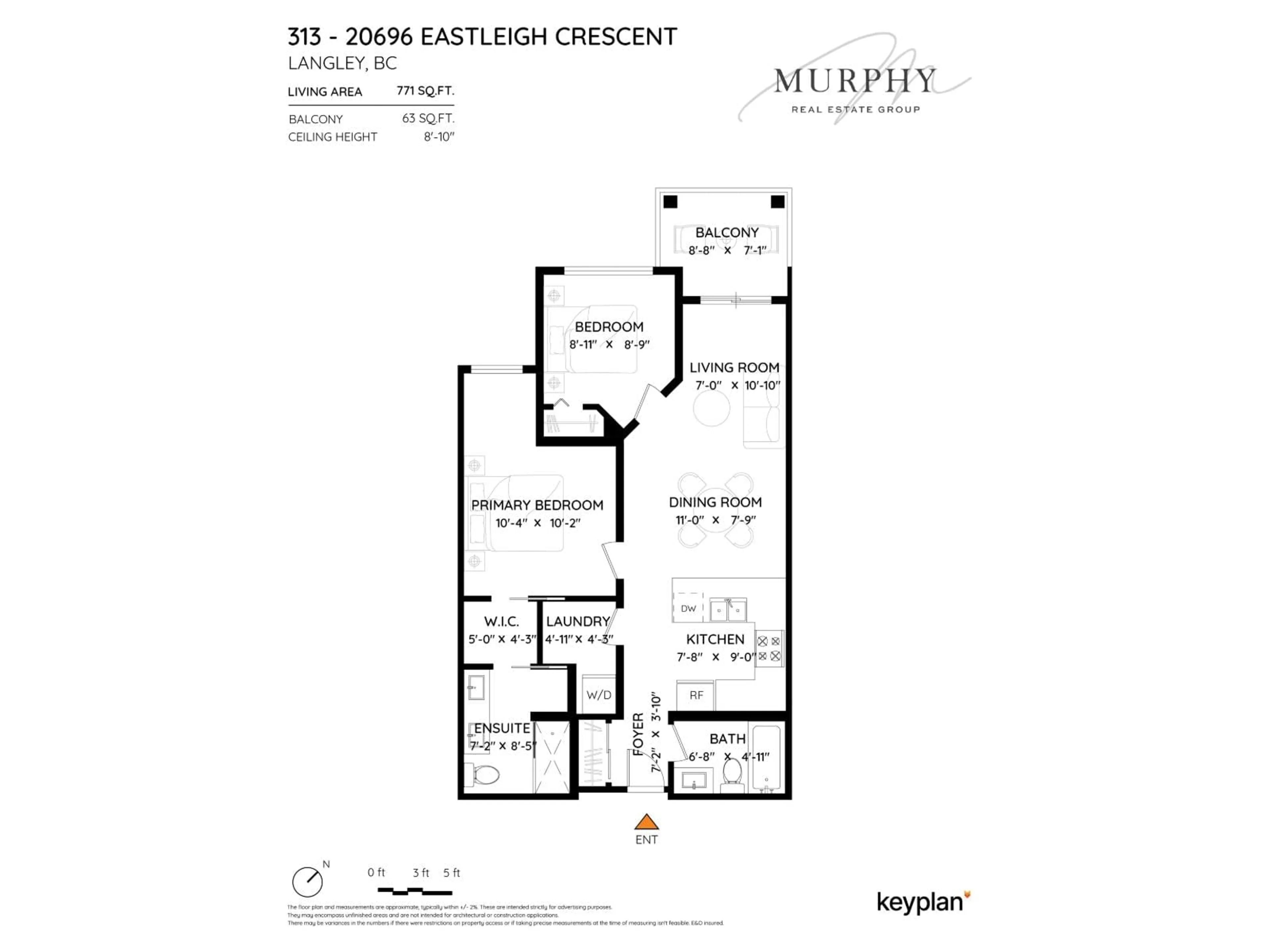 Floor plan for 313 - 20696 EASTLEIGH CRESCENT, Langley British Columbia V3A0M3