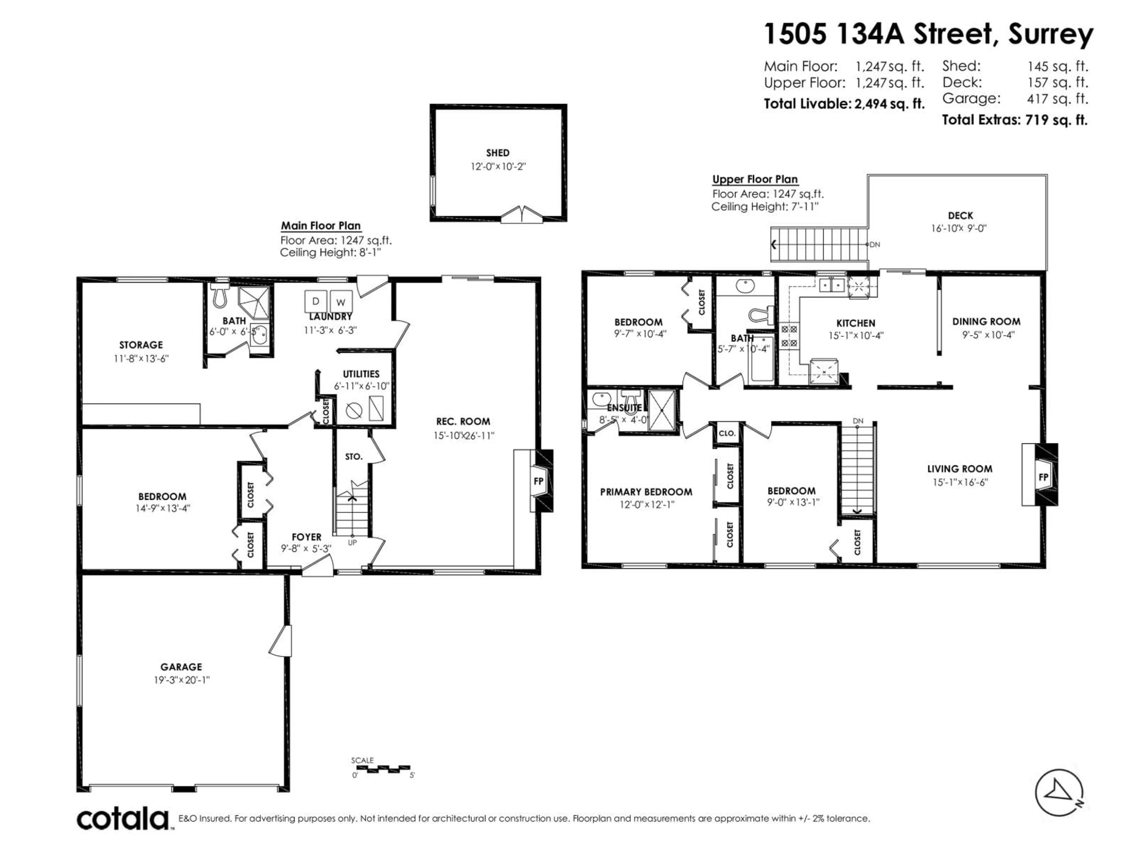 Floor plan for 1505 134A STREET, Surrey British Columbia V4A5P7