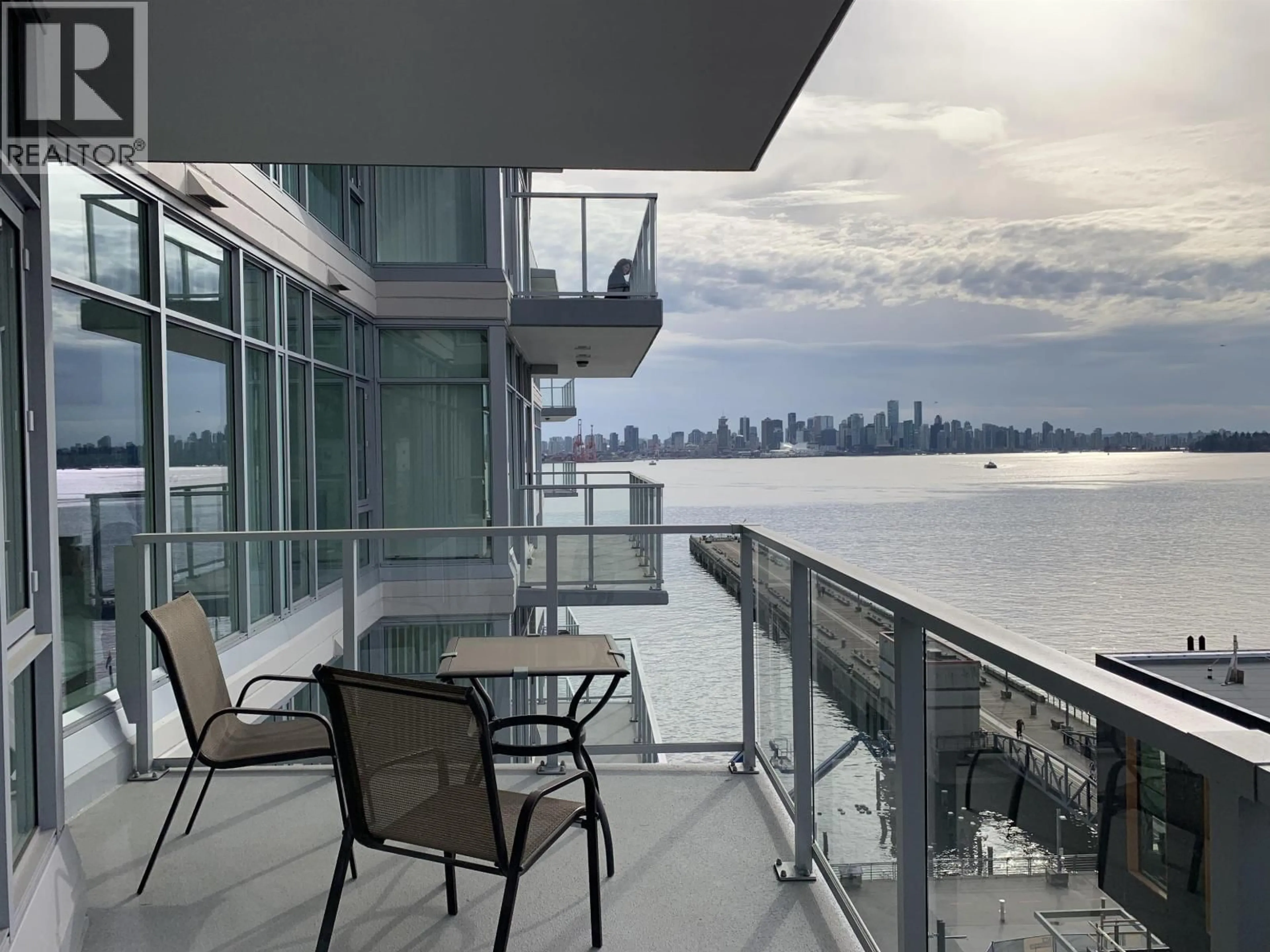Balcony in the apartment, water/lake/river/ocean view for 807 - 175 VICTORY SHIP WAY, Vancouver British Columbia V7L0G1