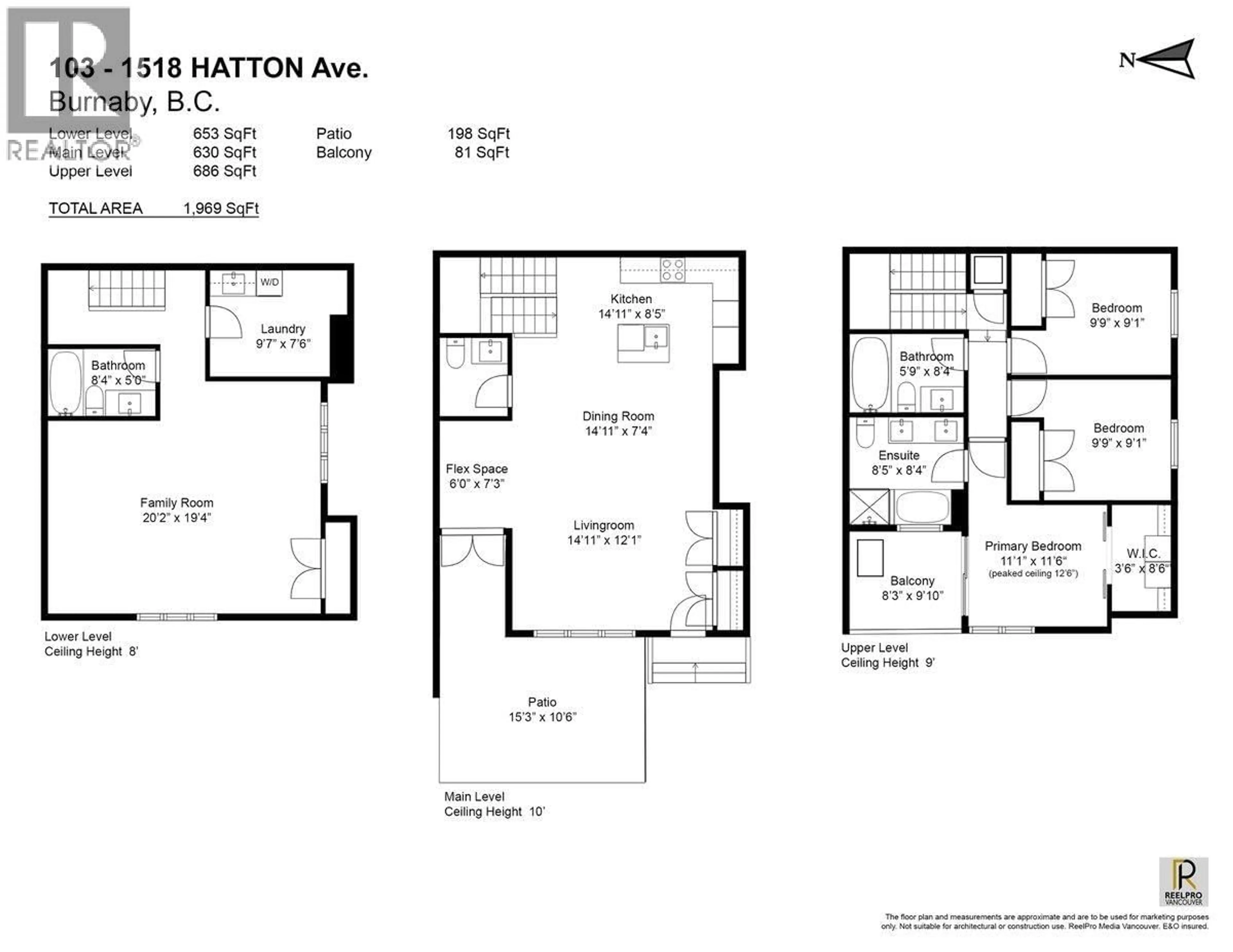 Floor plan for 103 - 1518 HATTON AVENUE, Burnaby British Columbia V5A2V1