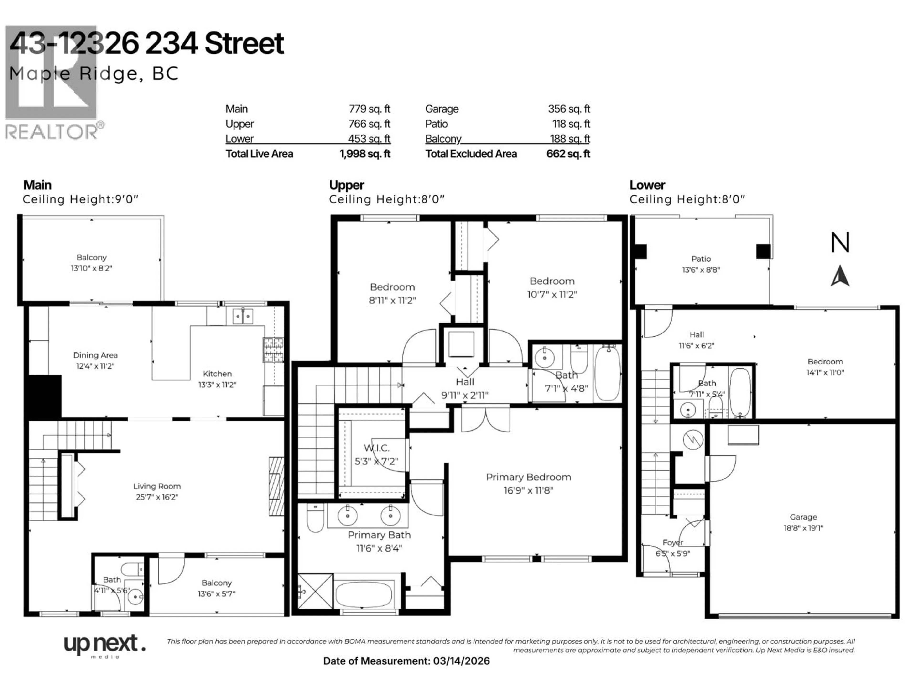 Floor plan for 43 - 11461 236 STREET, Maple Ridge British Columbia V2W0H6