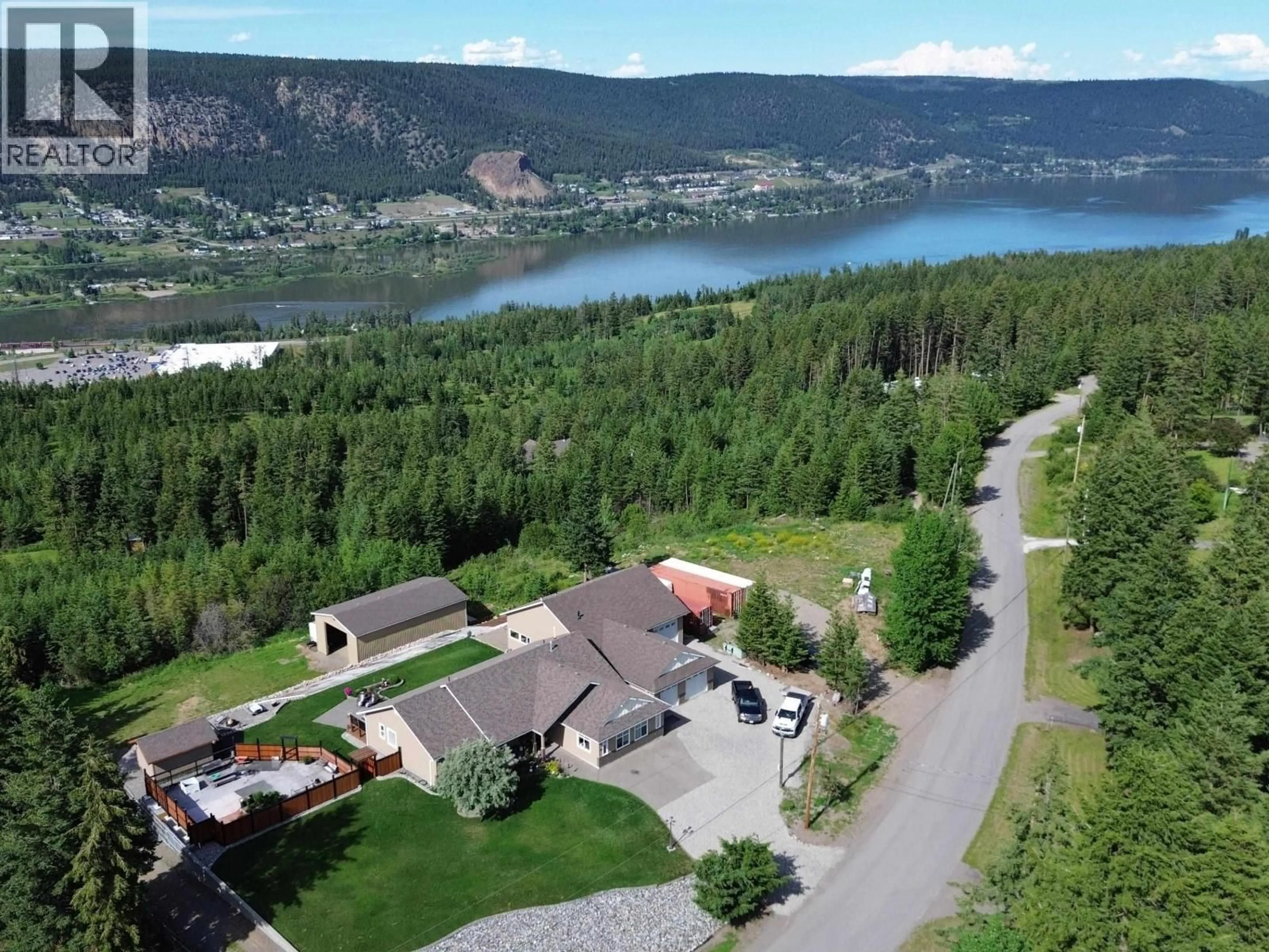 A pic from outside/outdoor area/front of a property/back of a property/a pic from drone, water/lake/river/ocean view for 506 TAMARACK ROAD, Esler / Dog Creek British Columbia V2G4J2