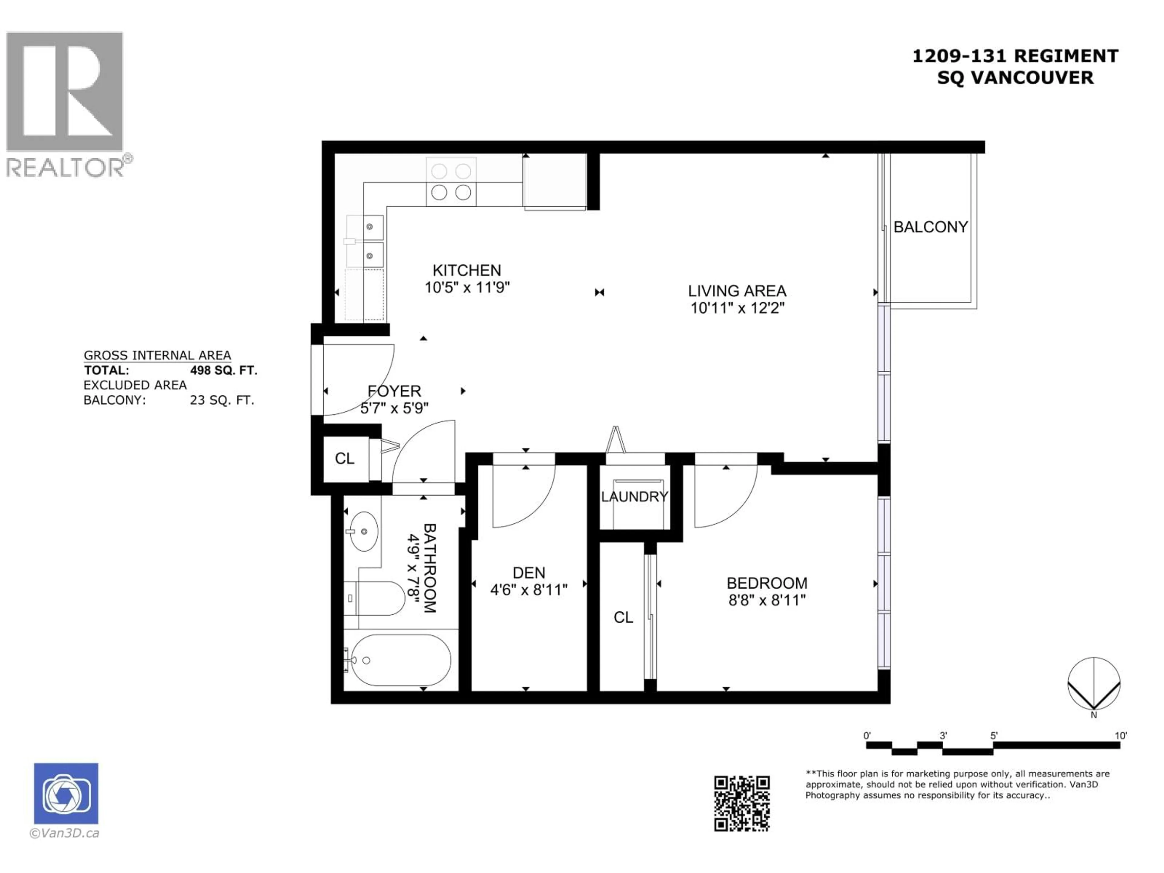 Floor plan for 1209 - 131 REGIMENT SQUARE, Vancouver British Columbia V6B1X6