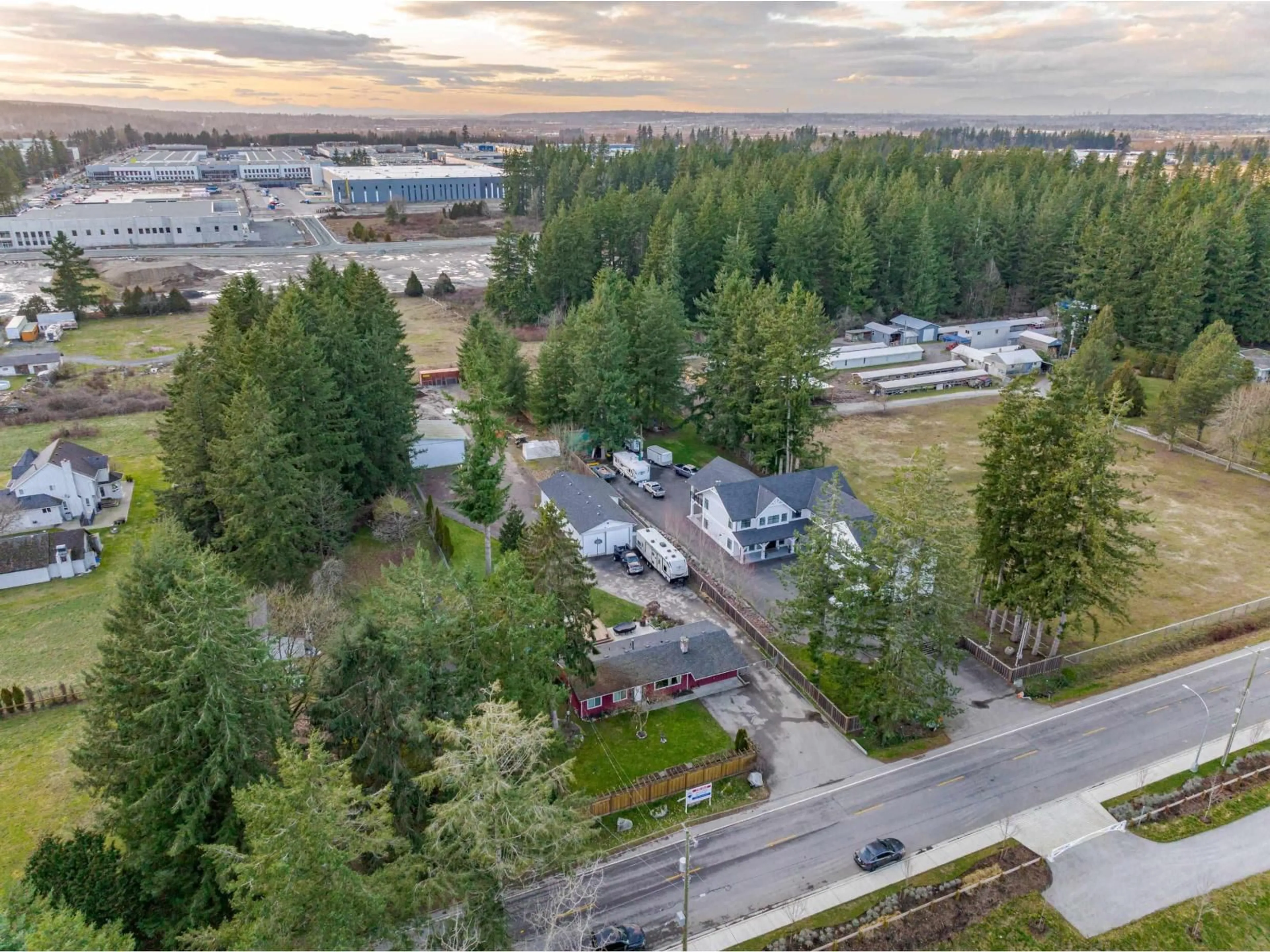 A pic from outside/outdoor area/front of a property/back of a property/a pic from drone, mountain view for 3283 196 STREET, Surrey British Columbia V3Z1A9