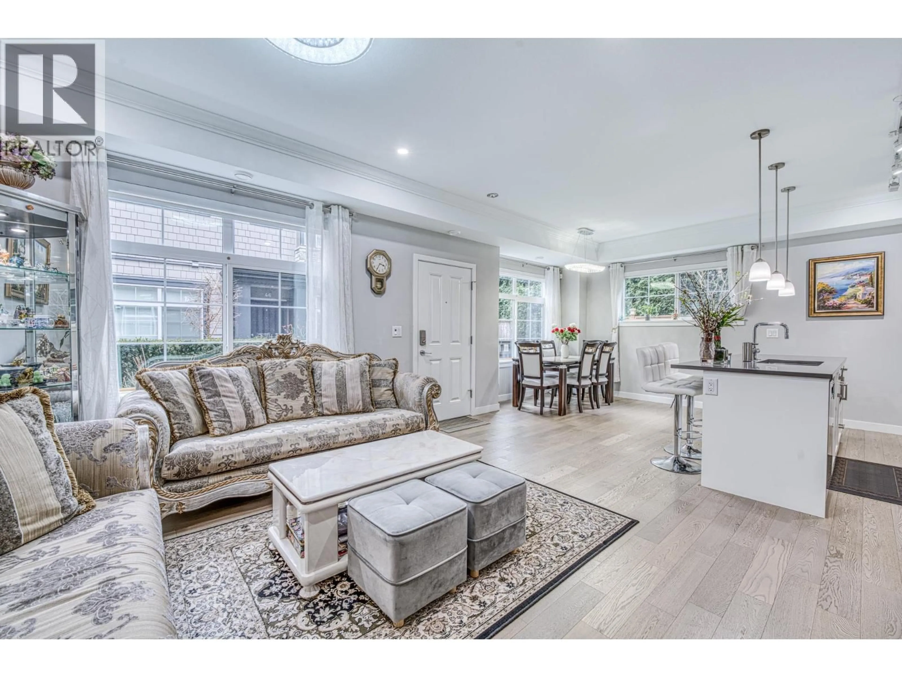 Living room with furniture, wood/laminate floor for 53 - 7191 LECHOW STREET, Richmond British Columbia V6Y0L1