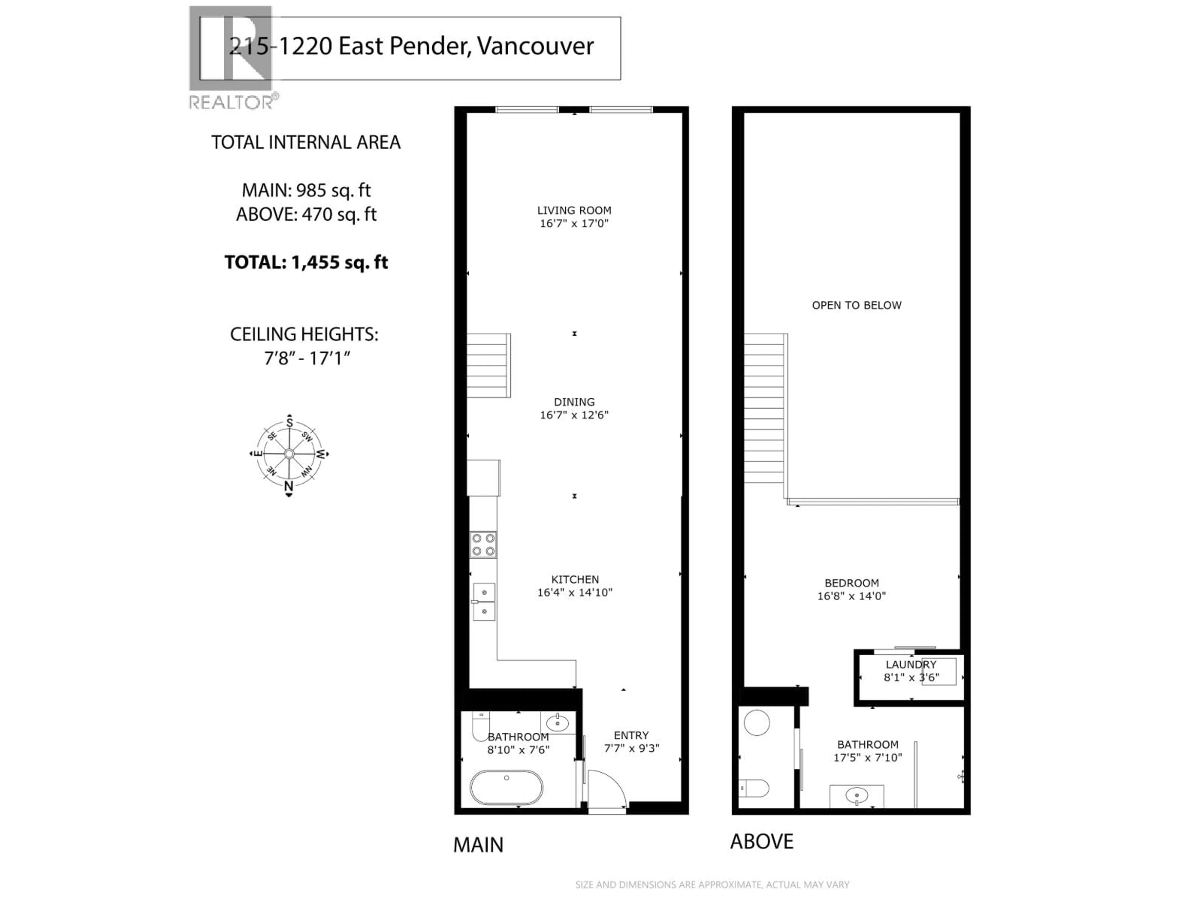 Floor plan for 215 - 1220 PENDER STREET, Vancouver British Columbia V6A1W8