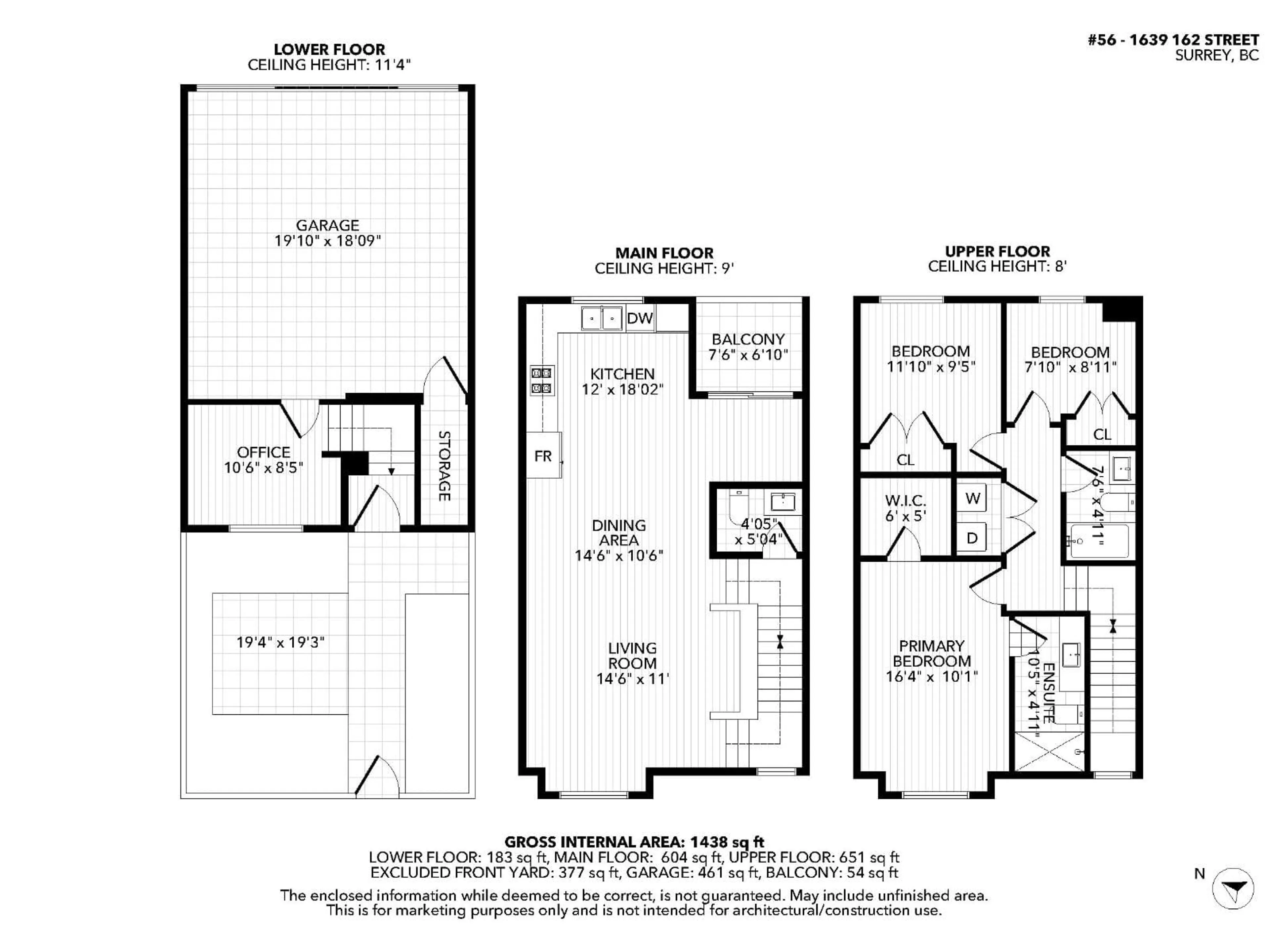 Floor plan for 56 - 1639 162 STREET, Surrey British Columbia V4A4Y1