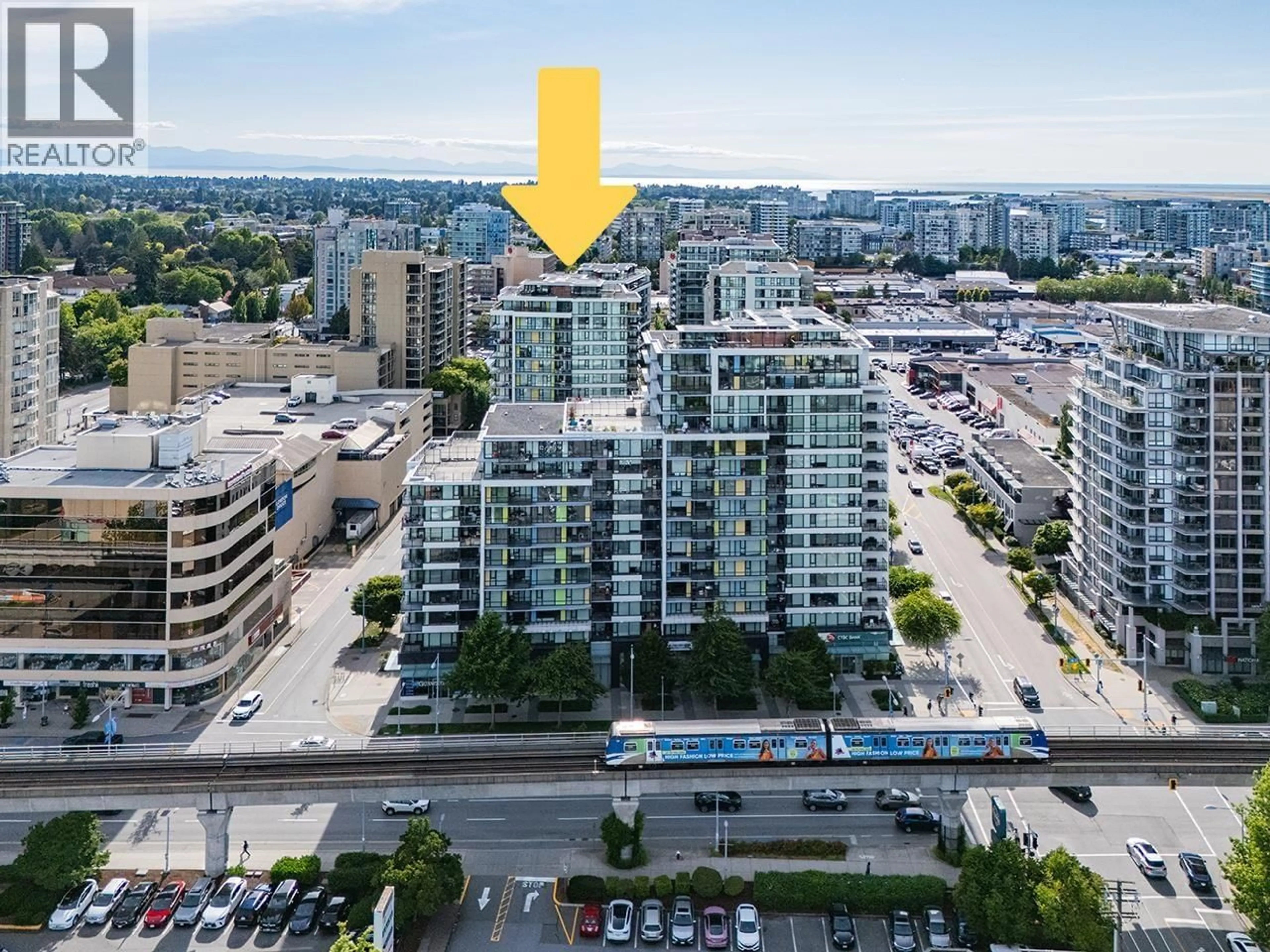 A pic from outside/outdoor area/front of a property/back of a property/a pic from drone, city buildings view from balcony for 1005 - 7979 FIRBRIDGE WAY, Richmond British Columbia V6X0K7