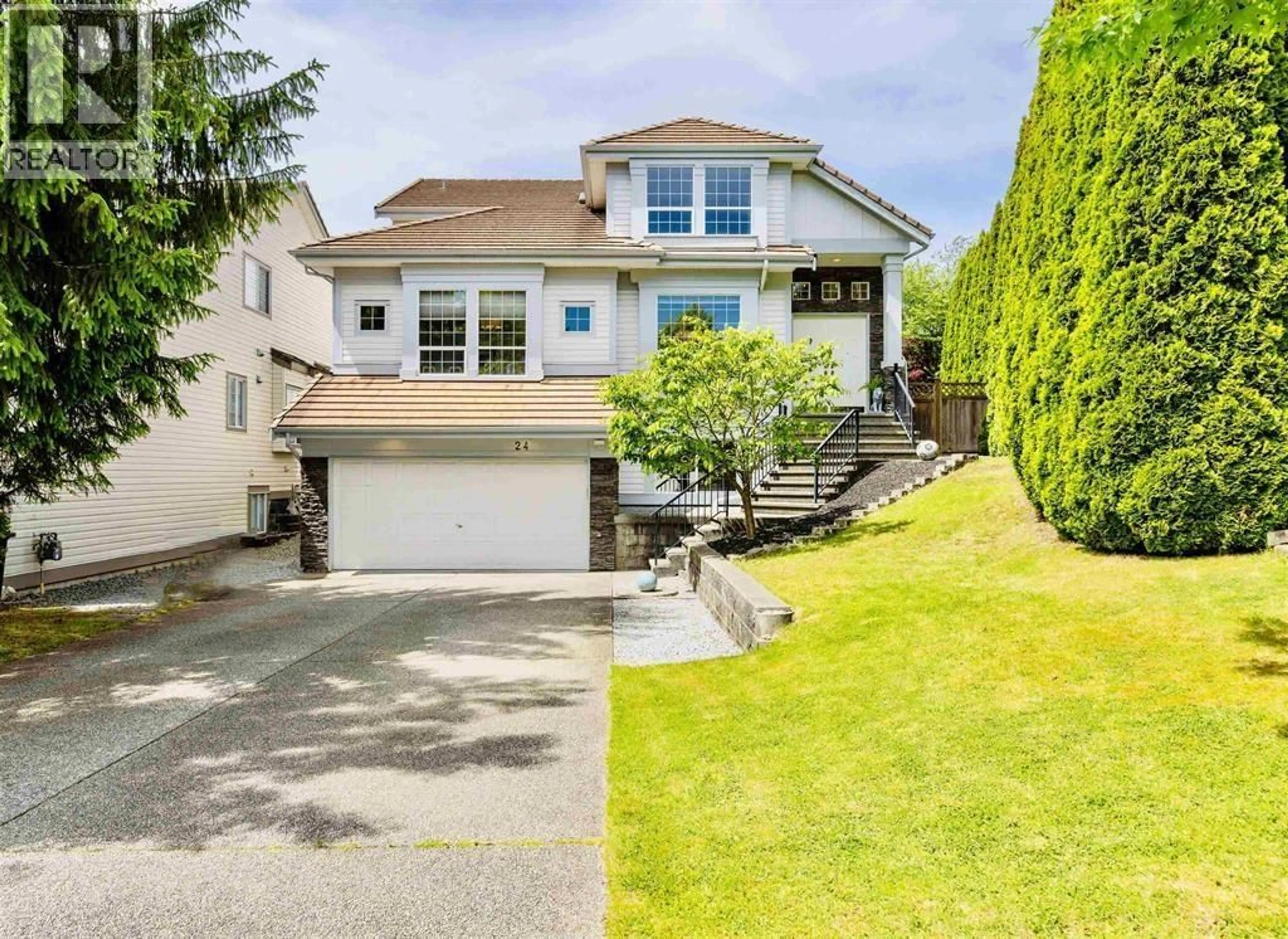 Home with vinyl exterior material, street for 24 BALSAM PLACE, Port Moody British Columbia V3H5A6