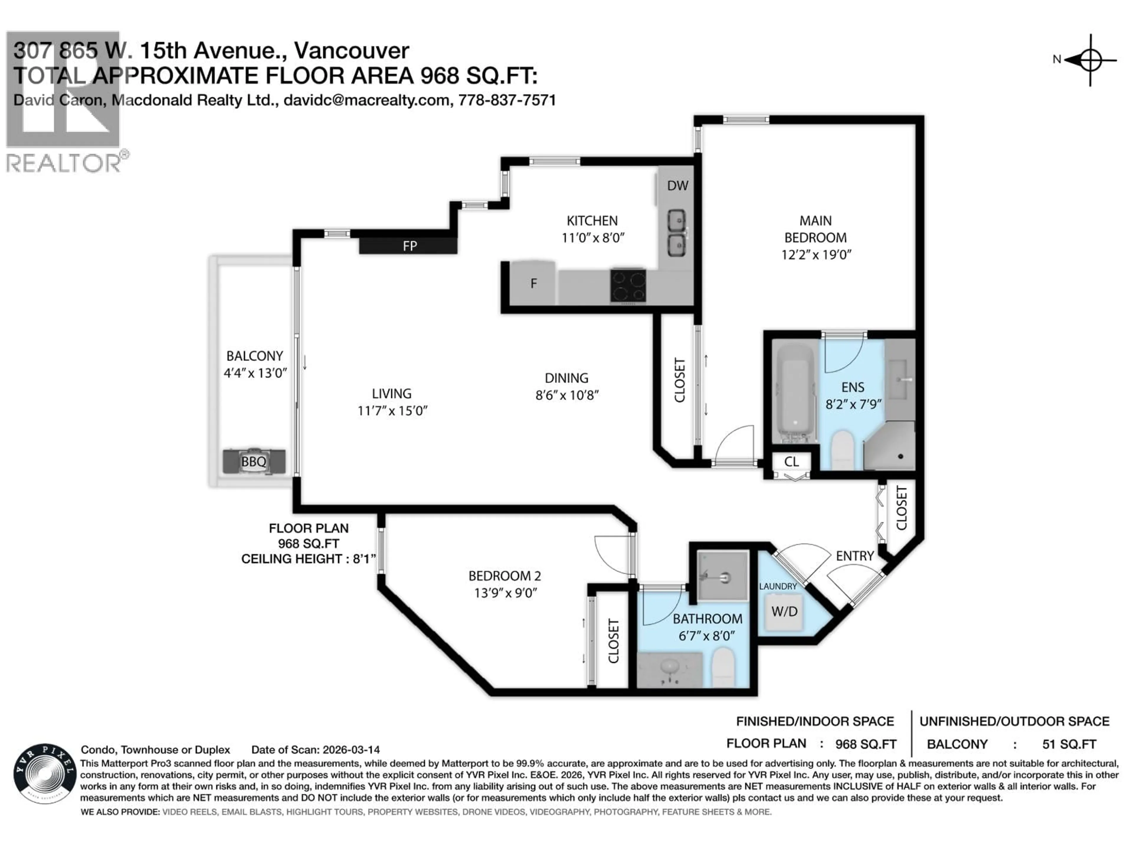 Floor plan for 307 - 865 15TH AVENUE, Vancouver British Columbia V5Z1R8