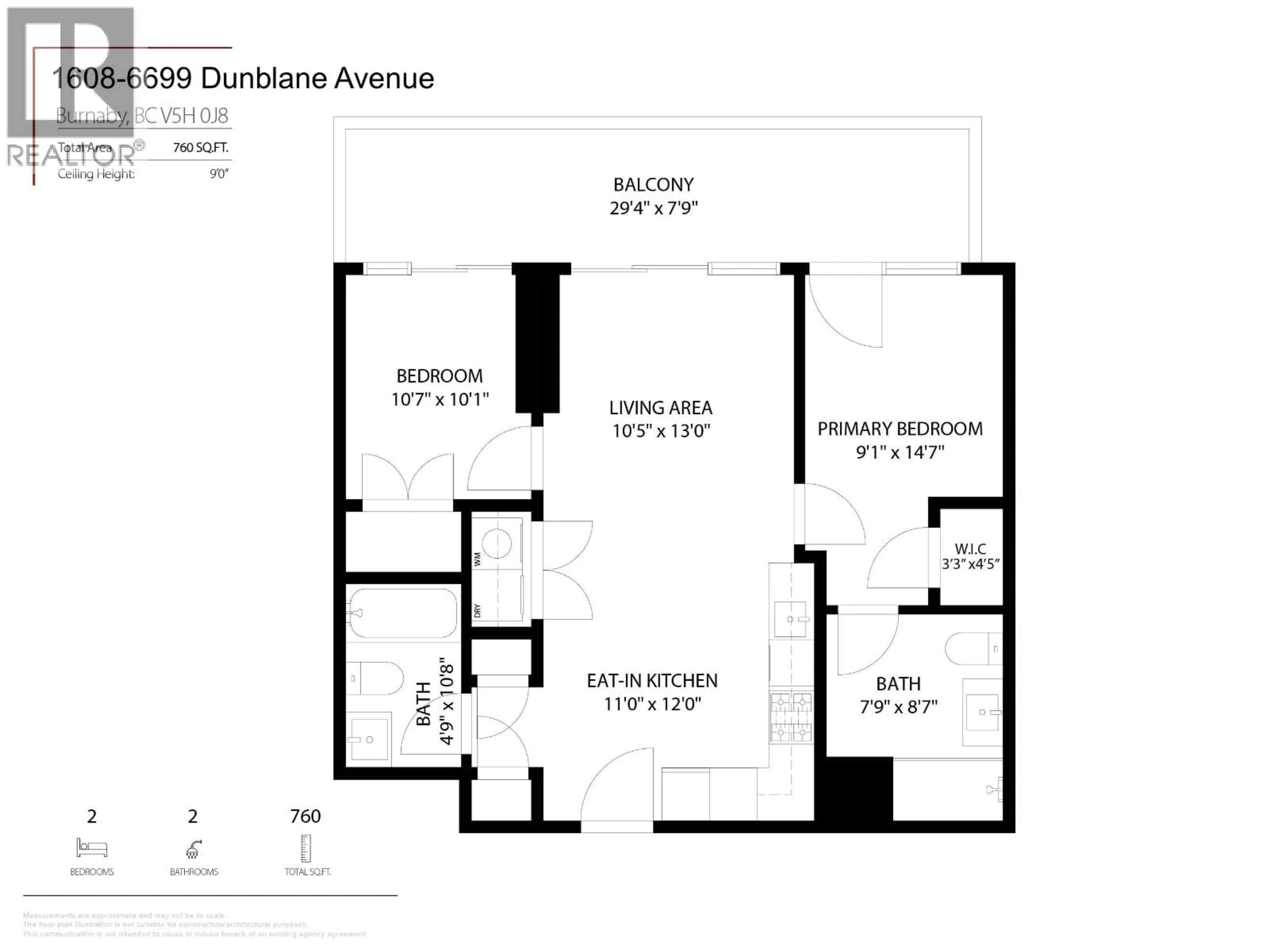 Floor plan for 1608 - 6699 DUNBLANE AVENUE, Burnaby British Columbia V5H0J8