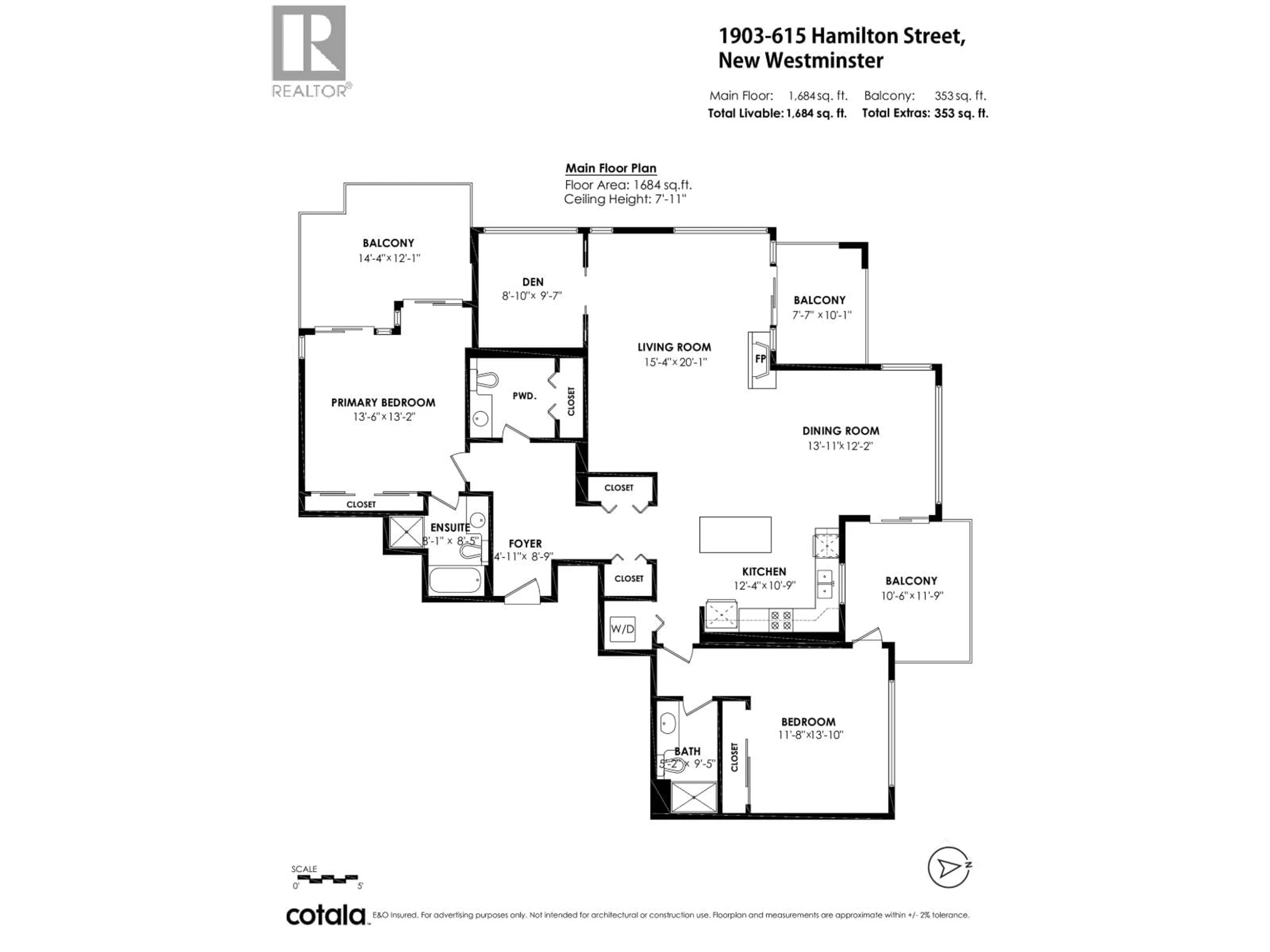 Floor plan for 1903 - 615 HAMILTON STREET, New Westminster British Columbia V3M7A7