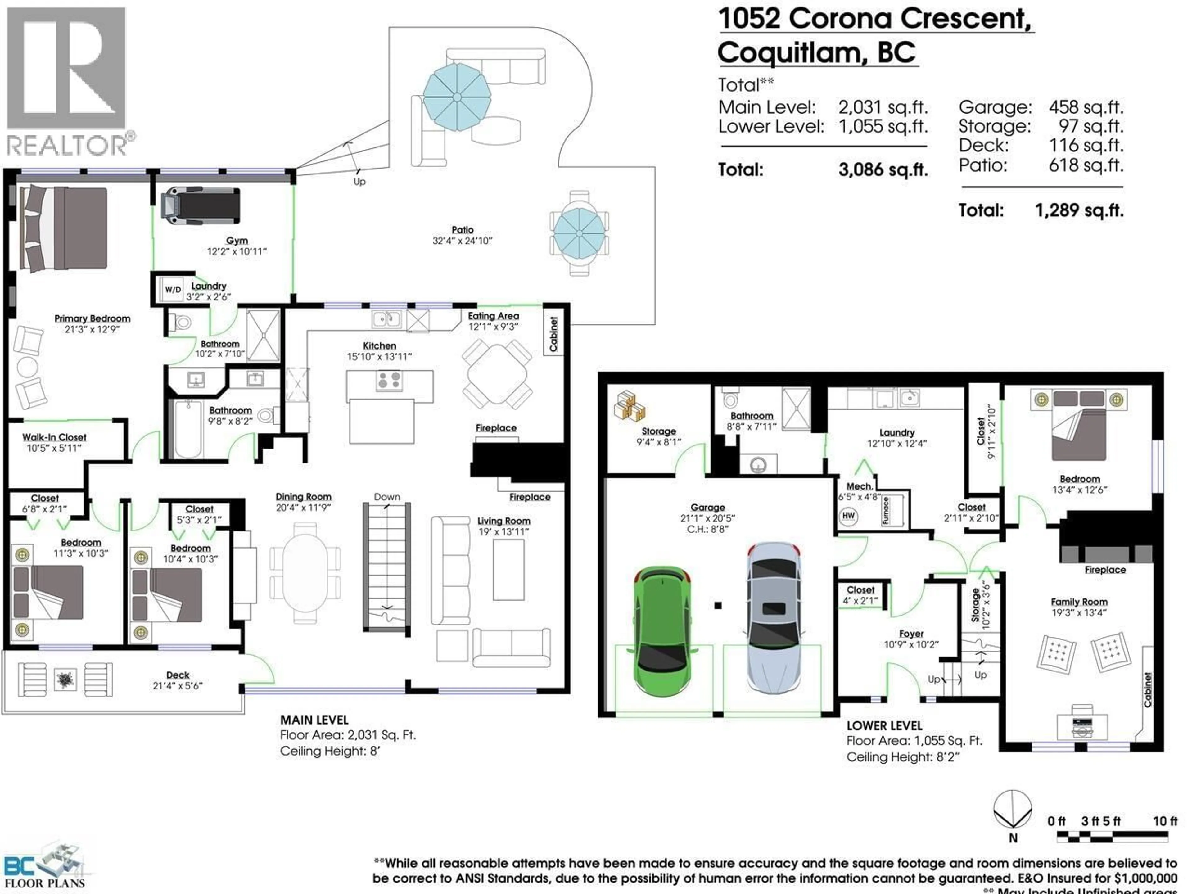 Floor plan for 1052 CORONA CRESCENT, Coquitlam British Columbia V3J7J3