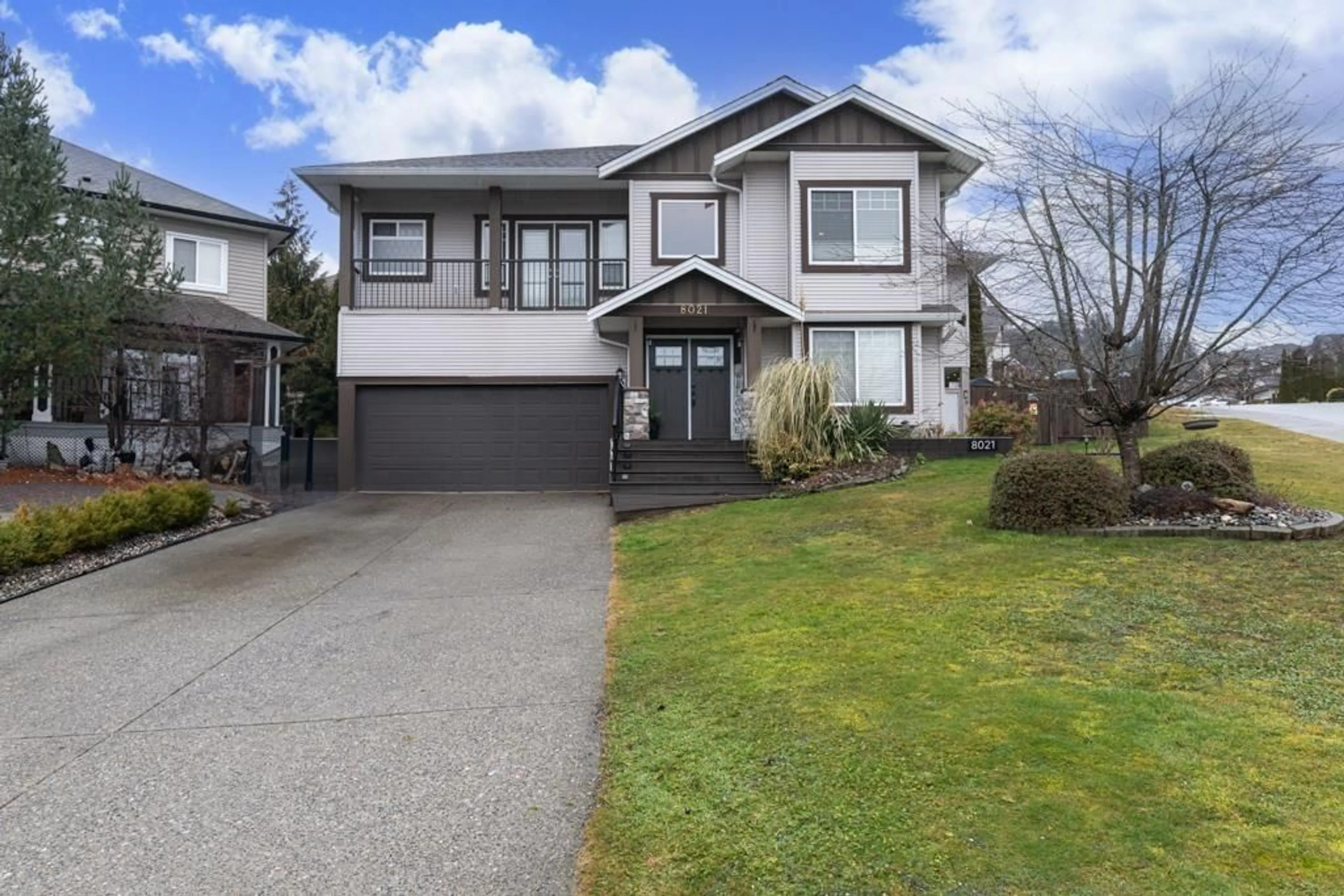 Home with vinyl exterior material, street for 8021 MELBURN DRIVE, Mission British Columbia V2V7B6