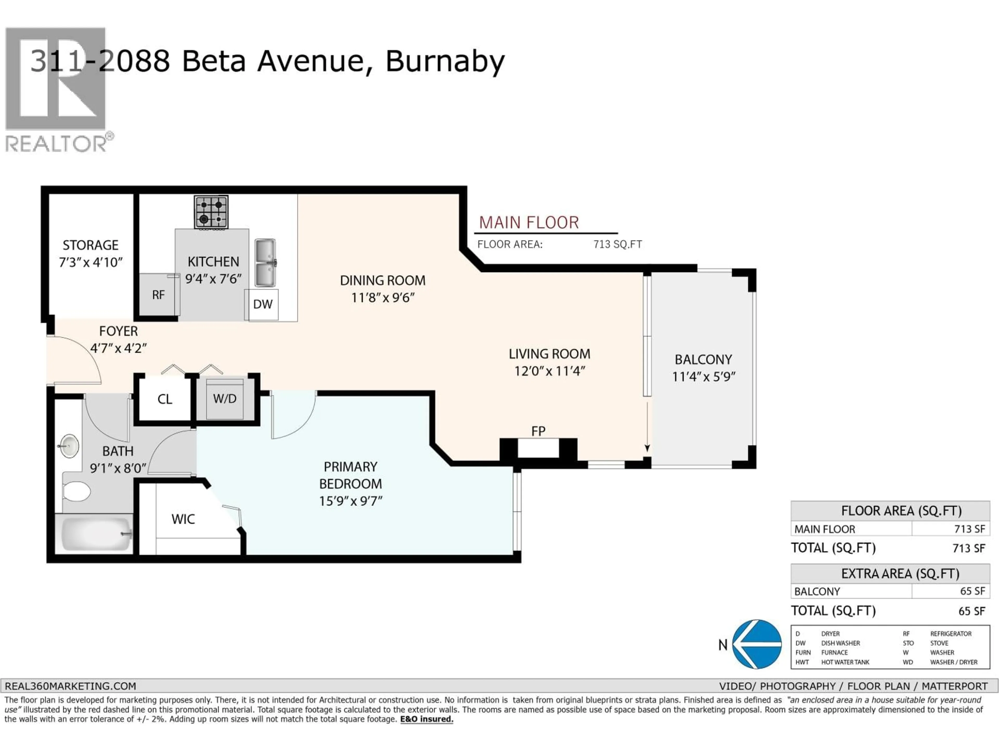 Floor plan for 311 - 2088 BETA AVENUE, Burnaby British Columbia V5C0C8