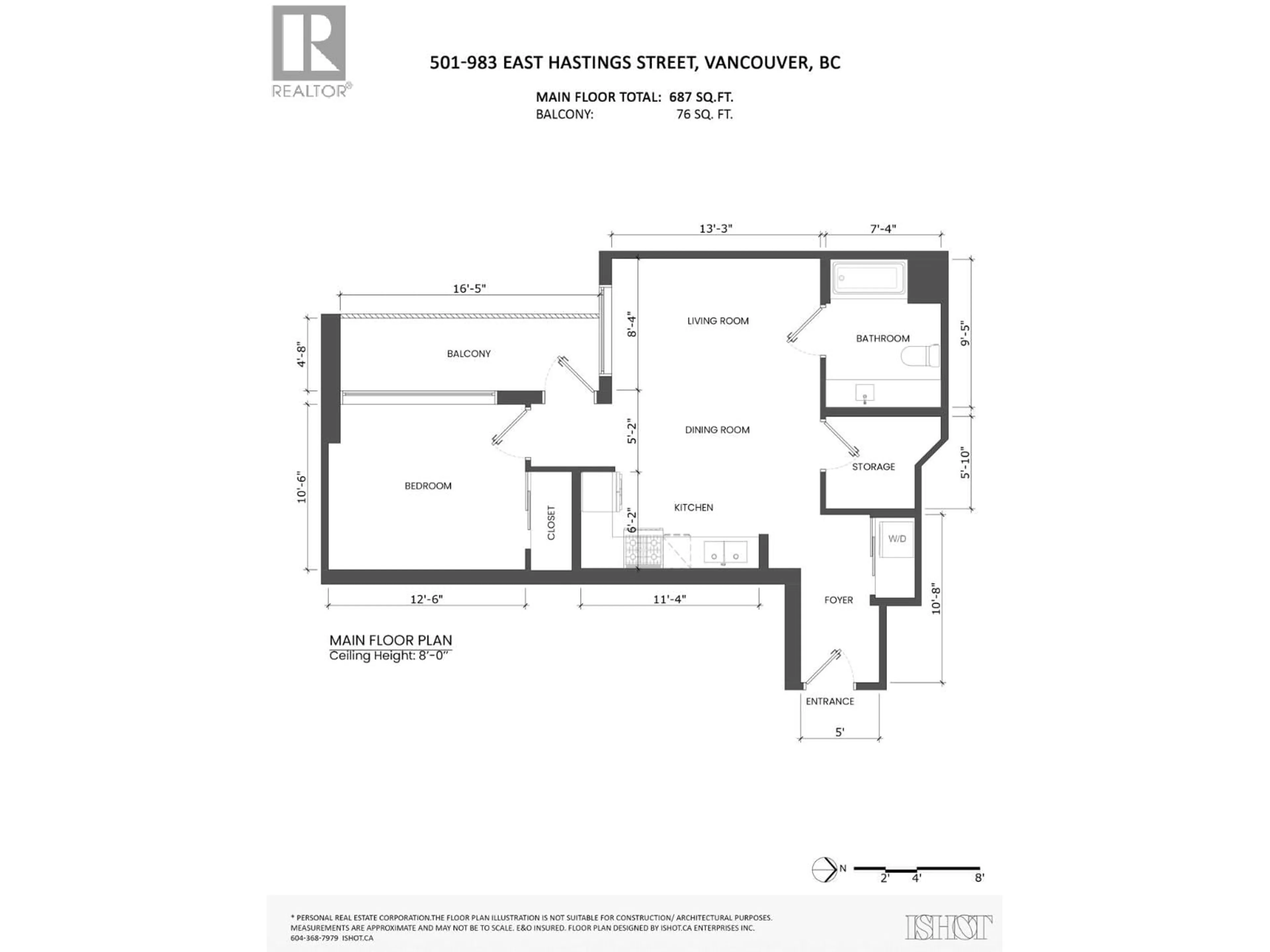 Floor plan for 501 - 983 HASTINGS STREET, Vancouver British Columbia V6A0G9