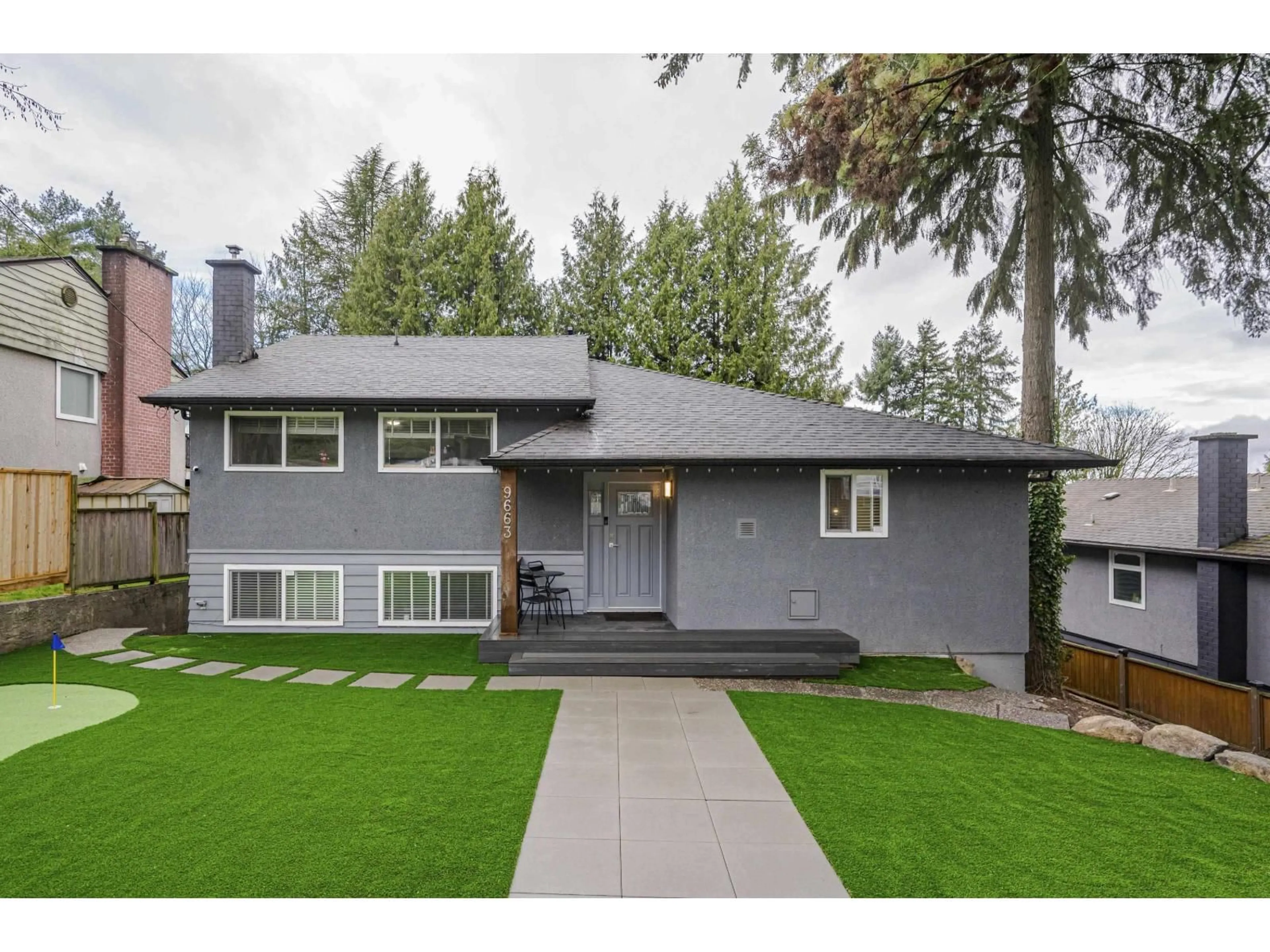 Home with vinyl exterior material, street for 9663 TOWNLINE DIVERSION ROAD, Surrey British Columbia V3V2T1