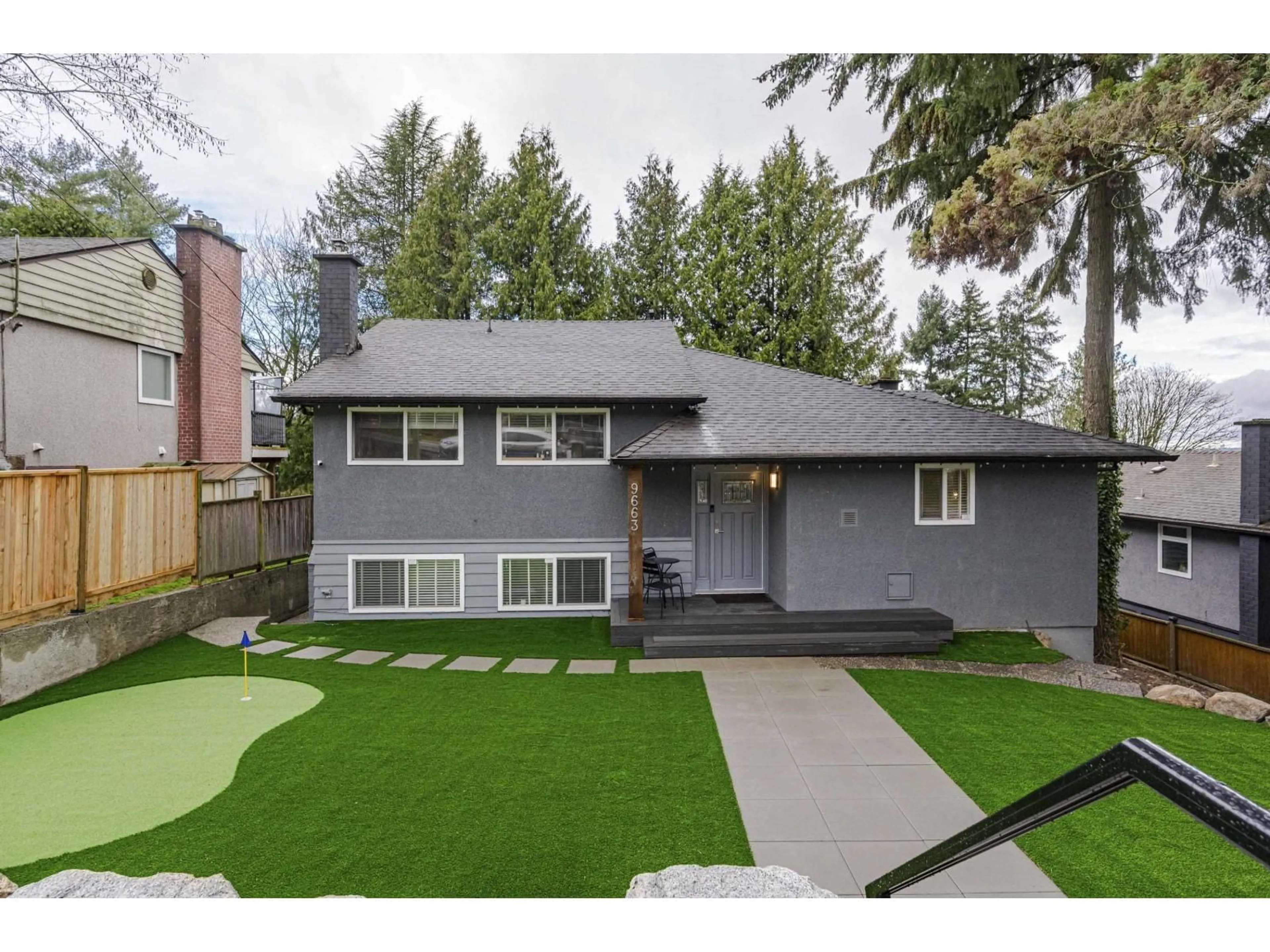 Home with vinyl exterior material, street for 9663 TOWNLINE DIVERSION ROAD, Surrey British Columbia V3V2T1