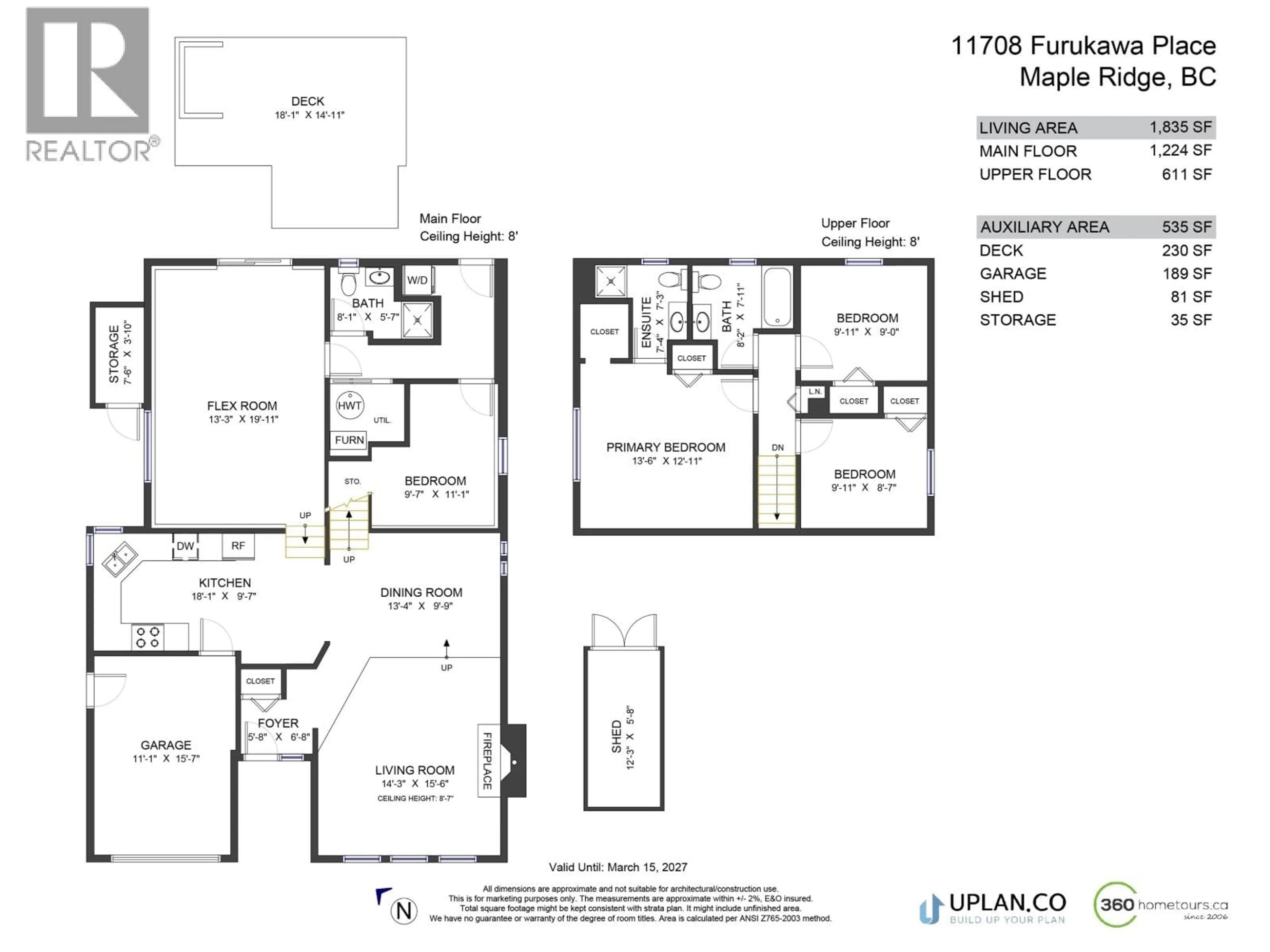 Floor plan for 11708 FURUKAWA PLACE, Maple Ridge British Columbia V2X8T6