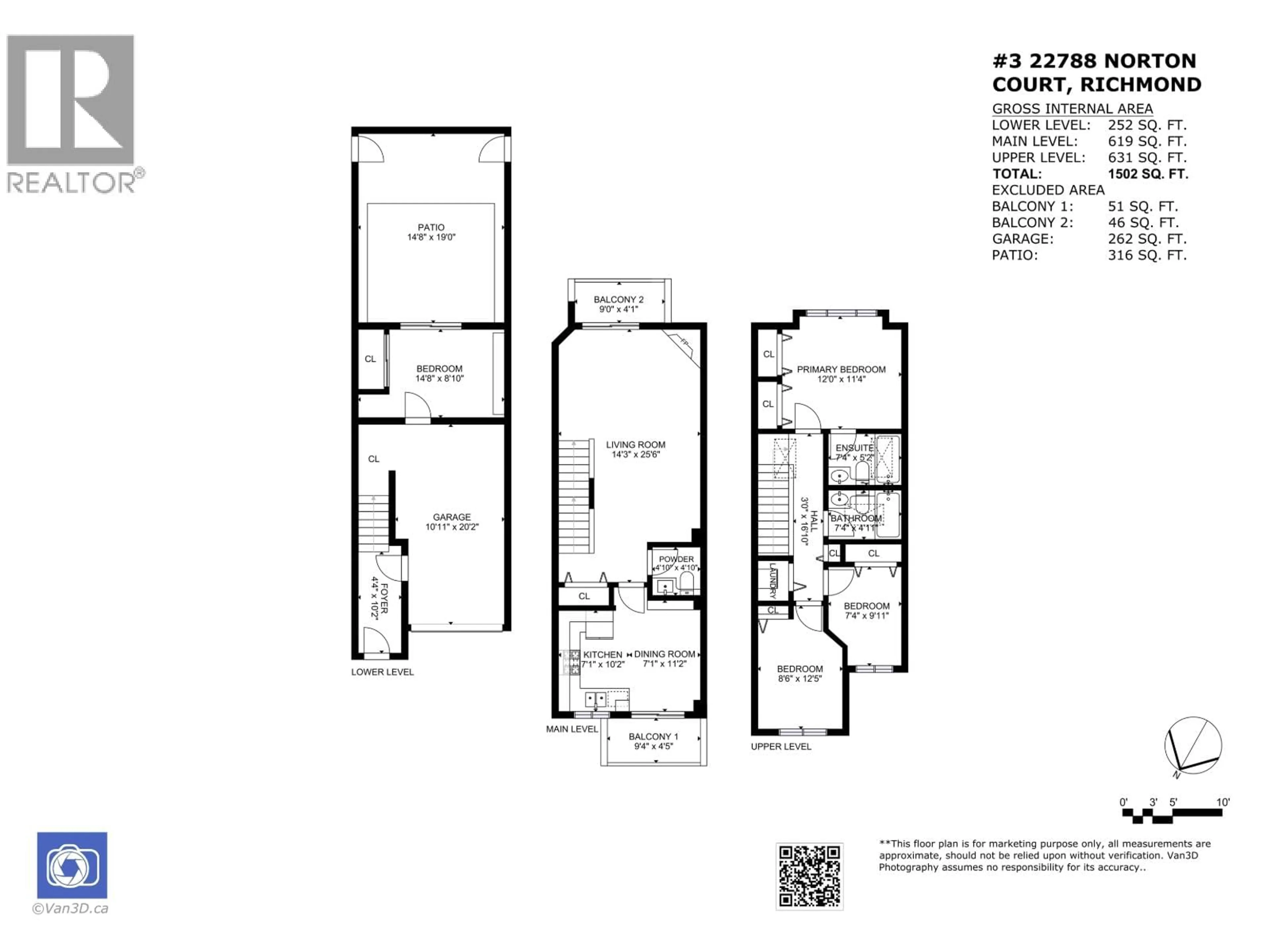 Floor plan for 3 - 22788 NORTON COURT, Richmond British Columbia V6V2W7