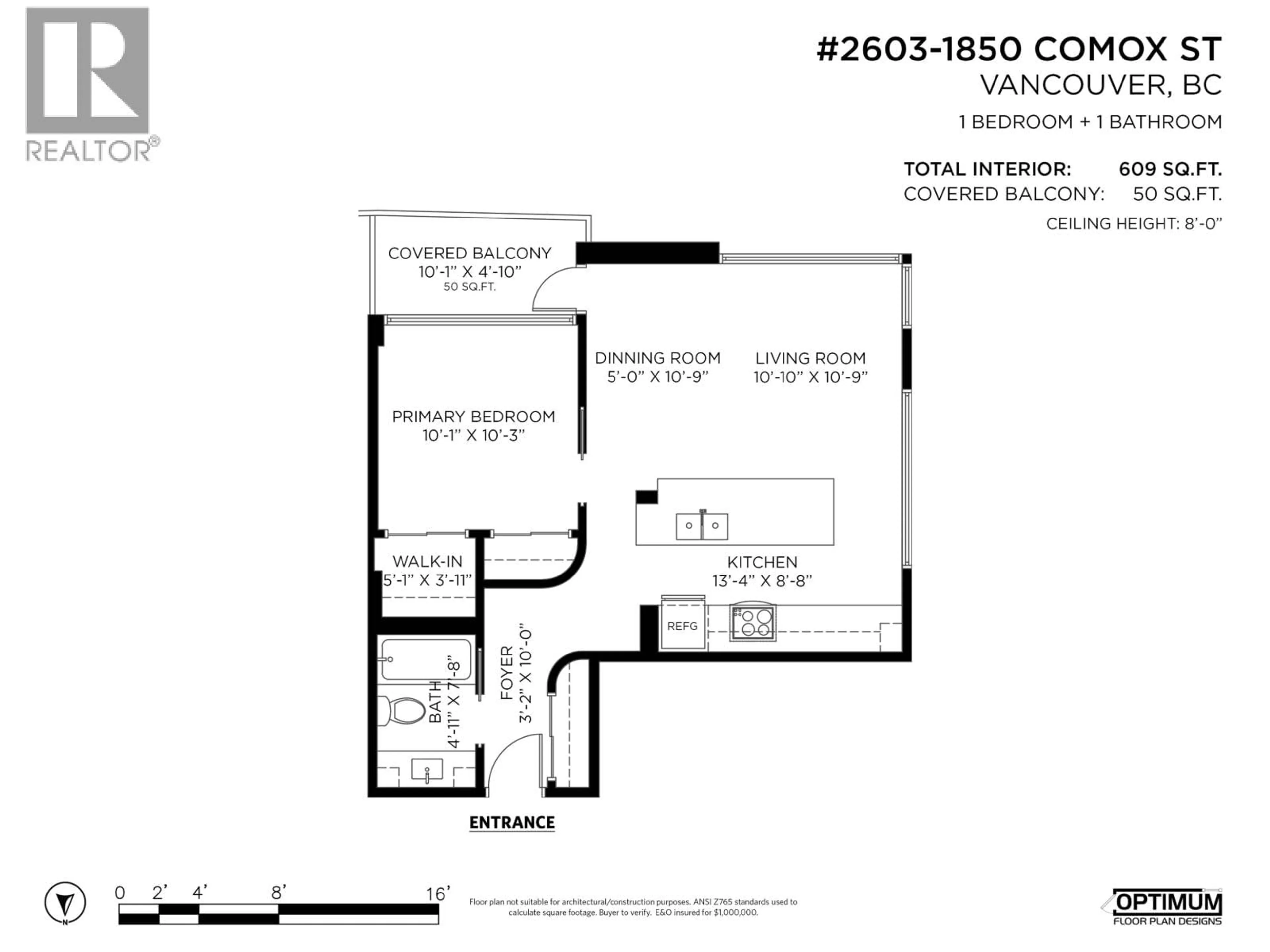 Floor plan for 2603 - 1850 COMOX STREET, Vancouver British Columbia V6G1R3