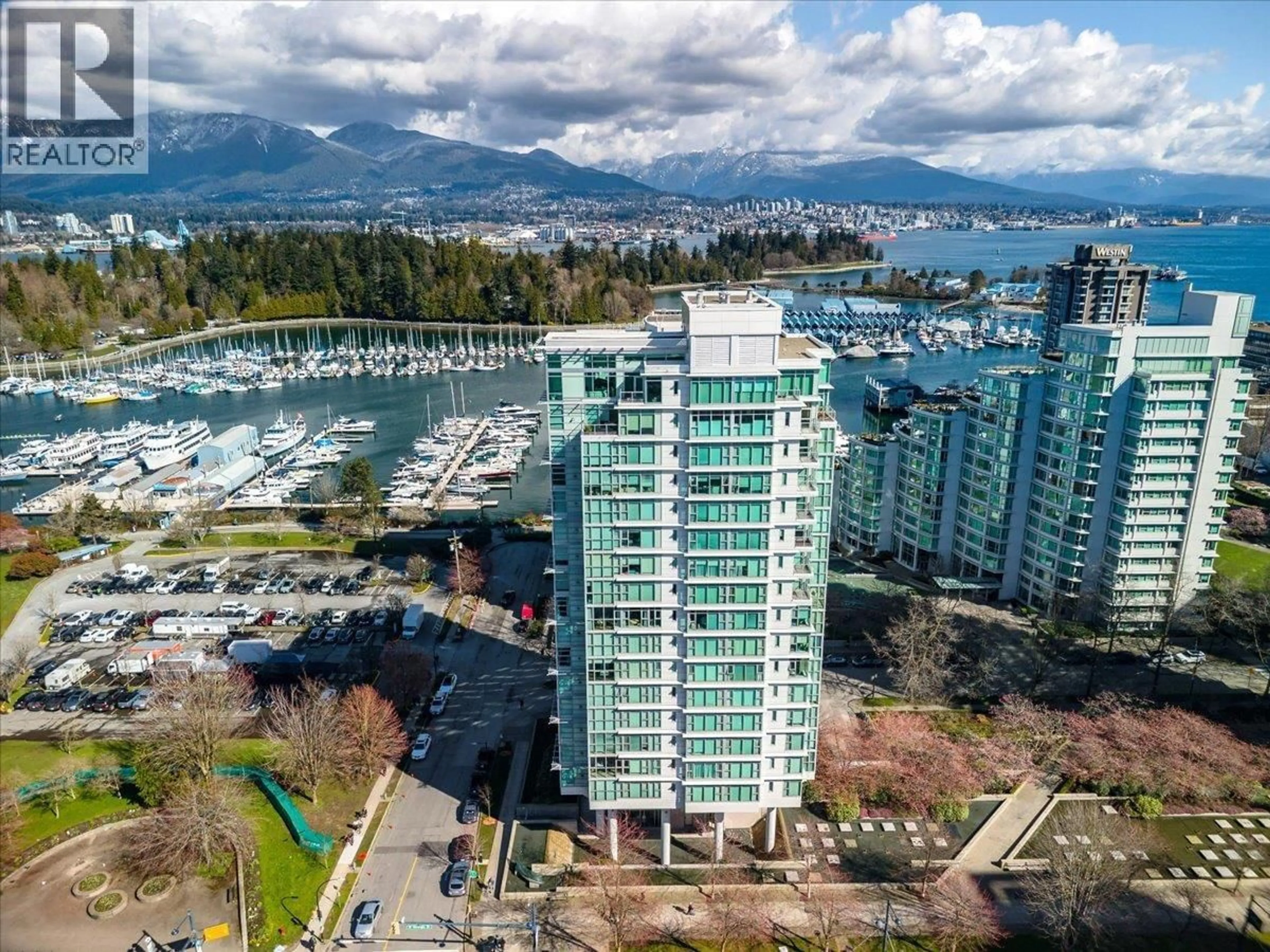 A pic from outside/outdoor area/front of a property/back of a property/a pic from drone, water/lake/river/ocean view for 202 - 1790 BAYSHORE DRIVE, Vancouver British Columbia V6G3G5