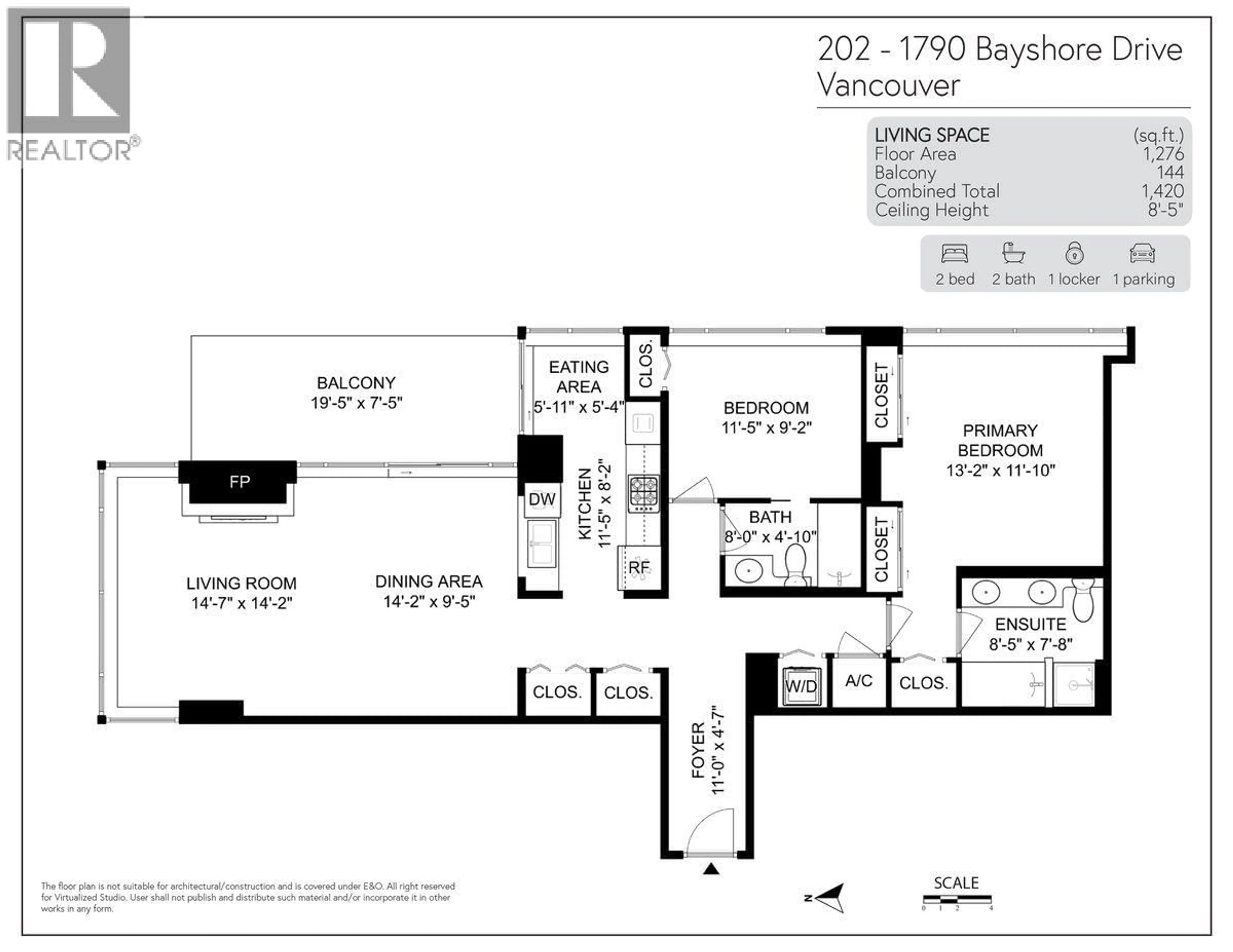 Floor plan for 202 - 1790 BAYSHORE DRIVE, Vancouver British Columbia V6G3G5