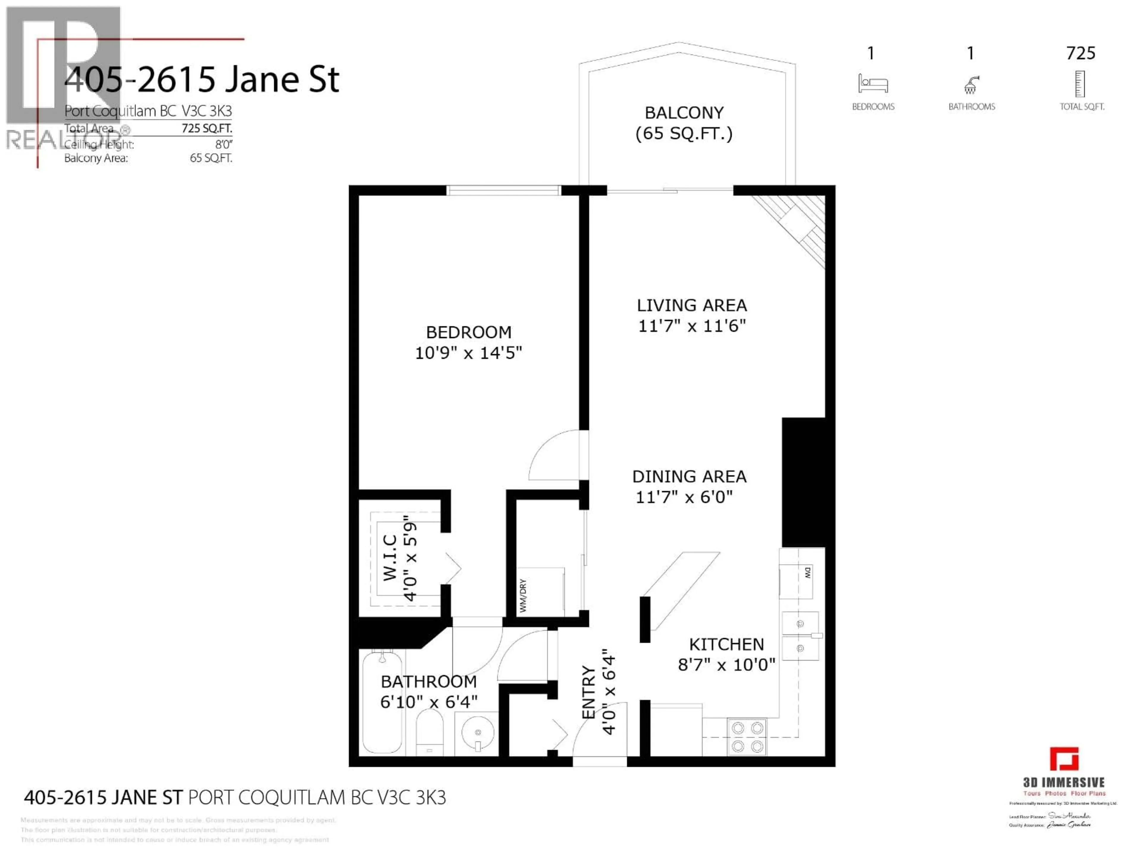 Floor plan for 405 - 2615 JANE STREET, Port Coquitlam British Columbia V3C3K3