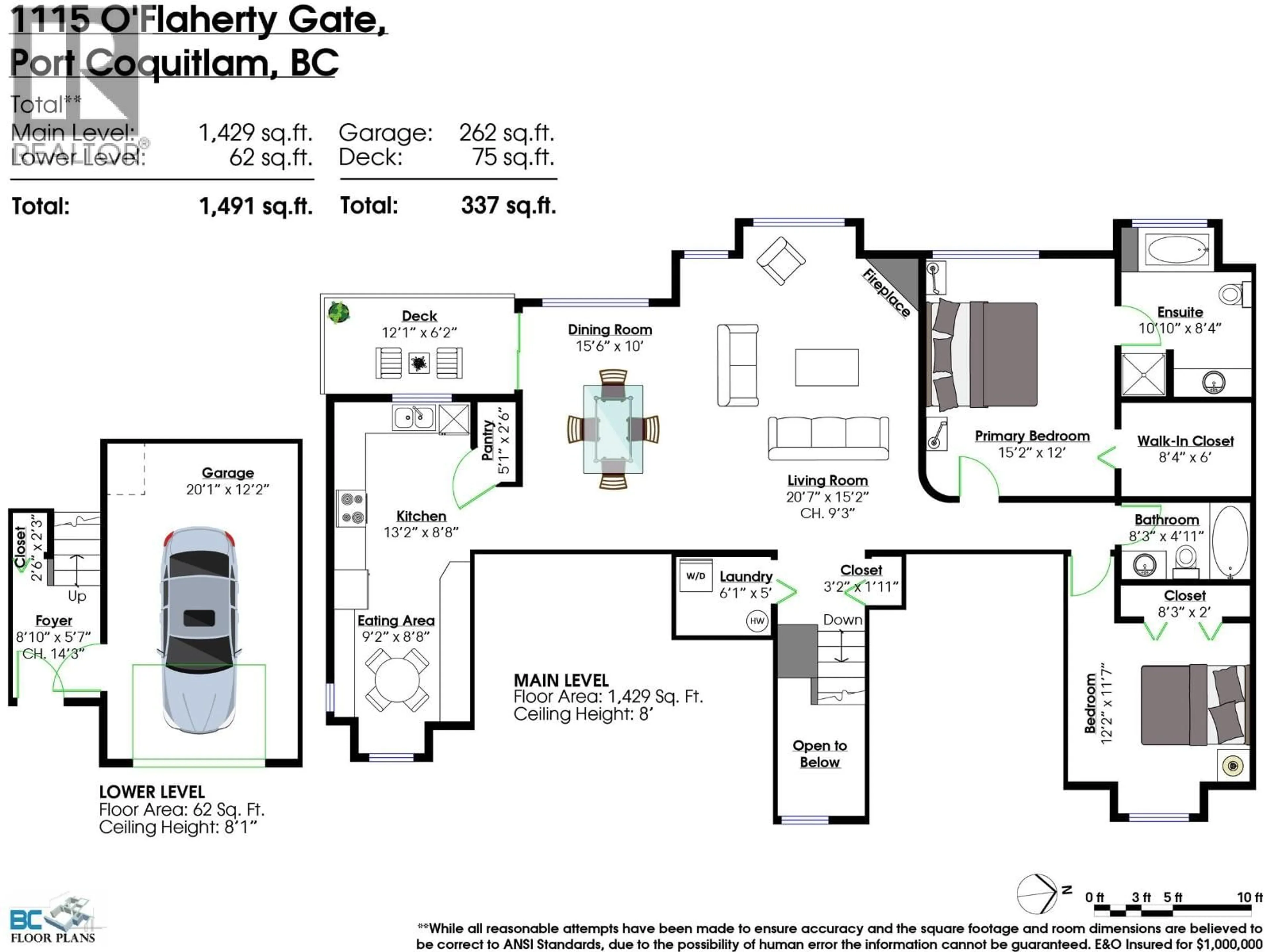 Floor plan for 1115 O'FLAHERTY GATE, Port Coquitlam British Columbia V3C6H2