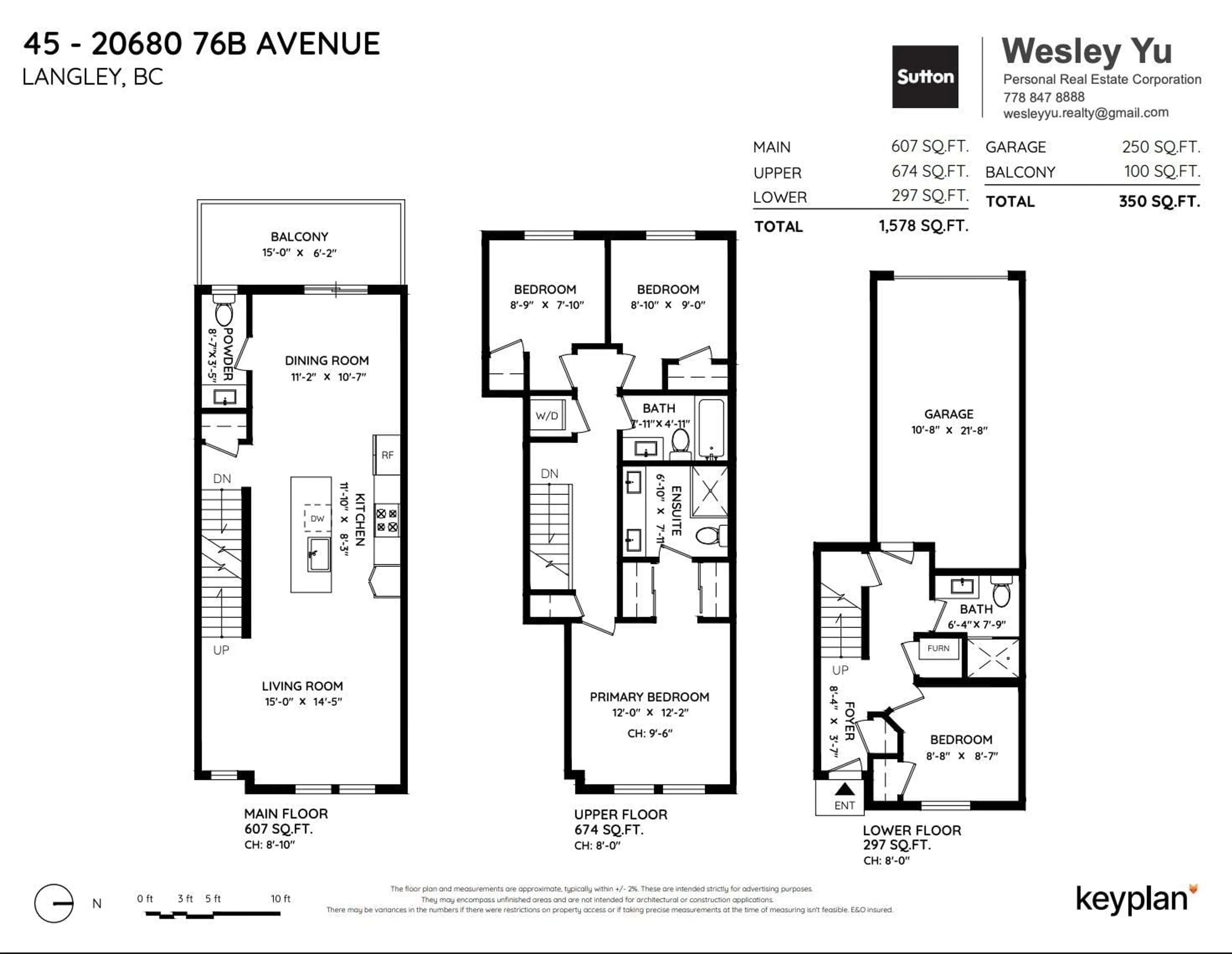 Floor plan for 45 - 20680 76B AVENUE, Langley British Columbia V2Y4L2